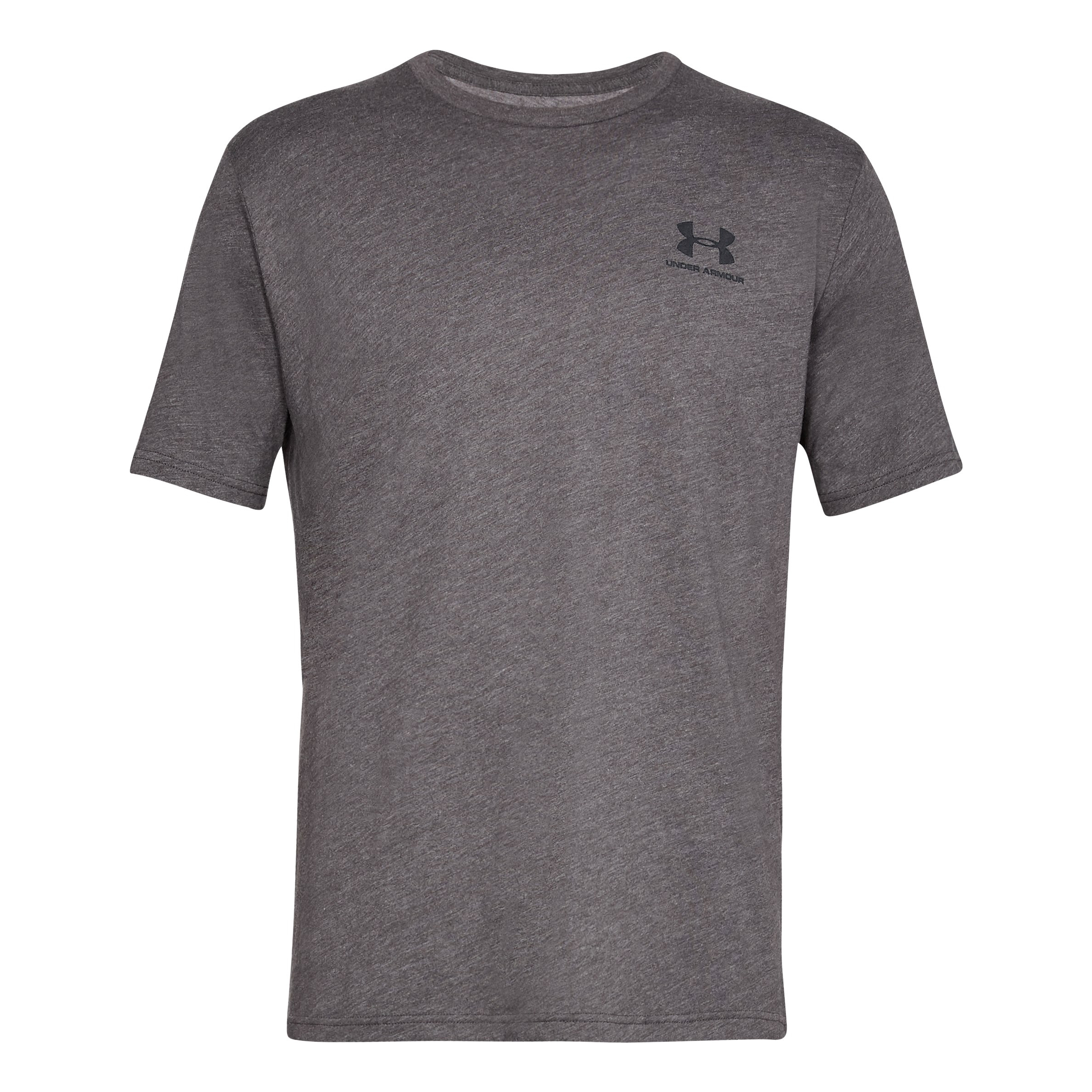 Image of Under Armour Sportstyle Left Chest Short-Sleeve T-Shirt for Men - Charcoal Medium Heather/Black - XL
