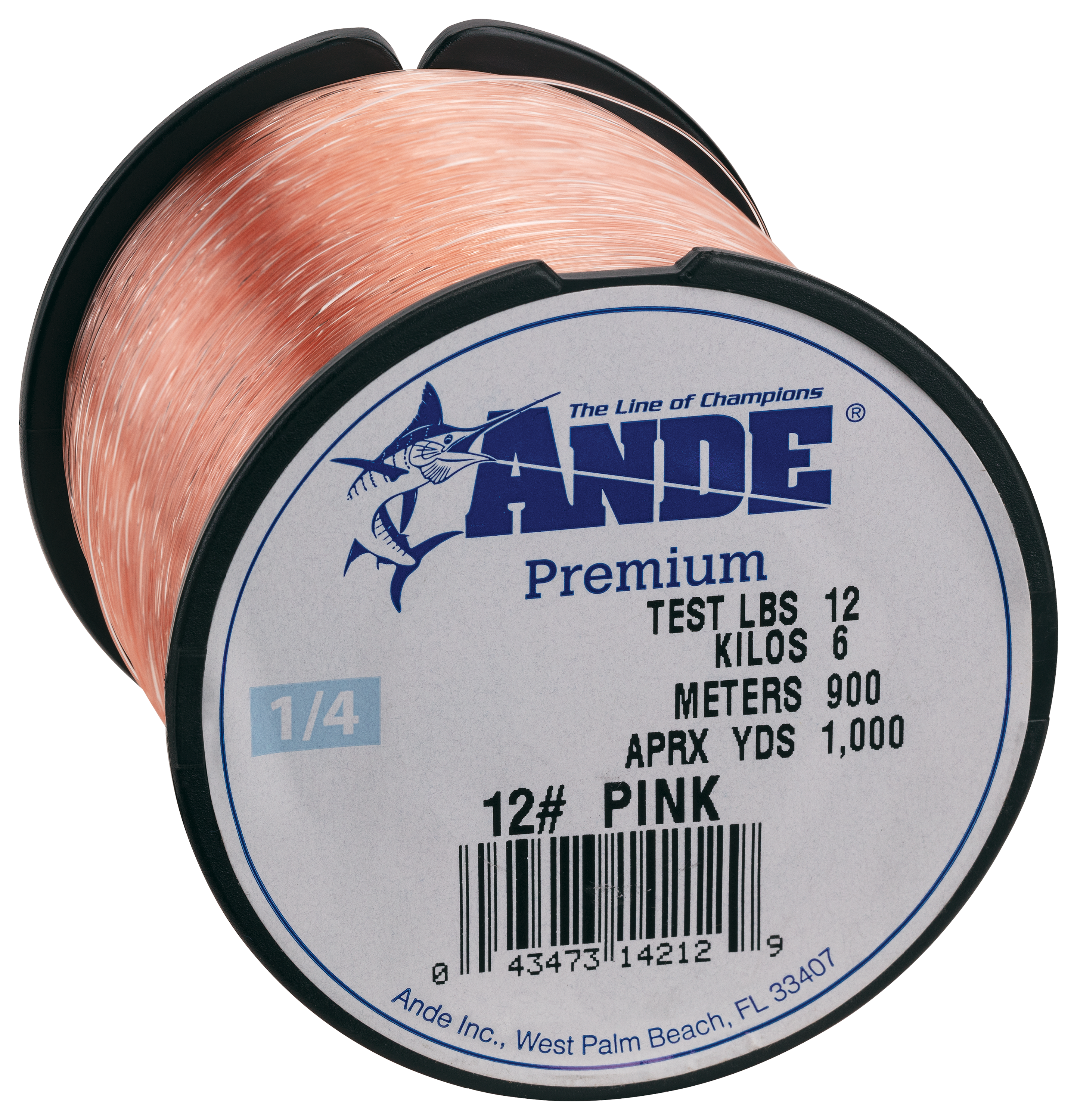 Ande Premium Monofilament Line 1/4 lb. Spool - 12-lb. - Pink