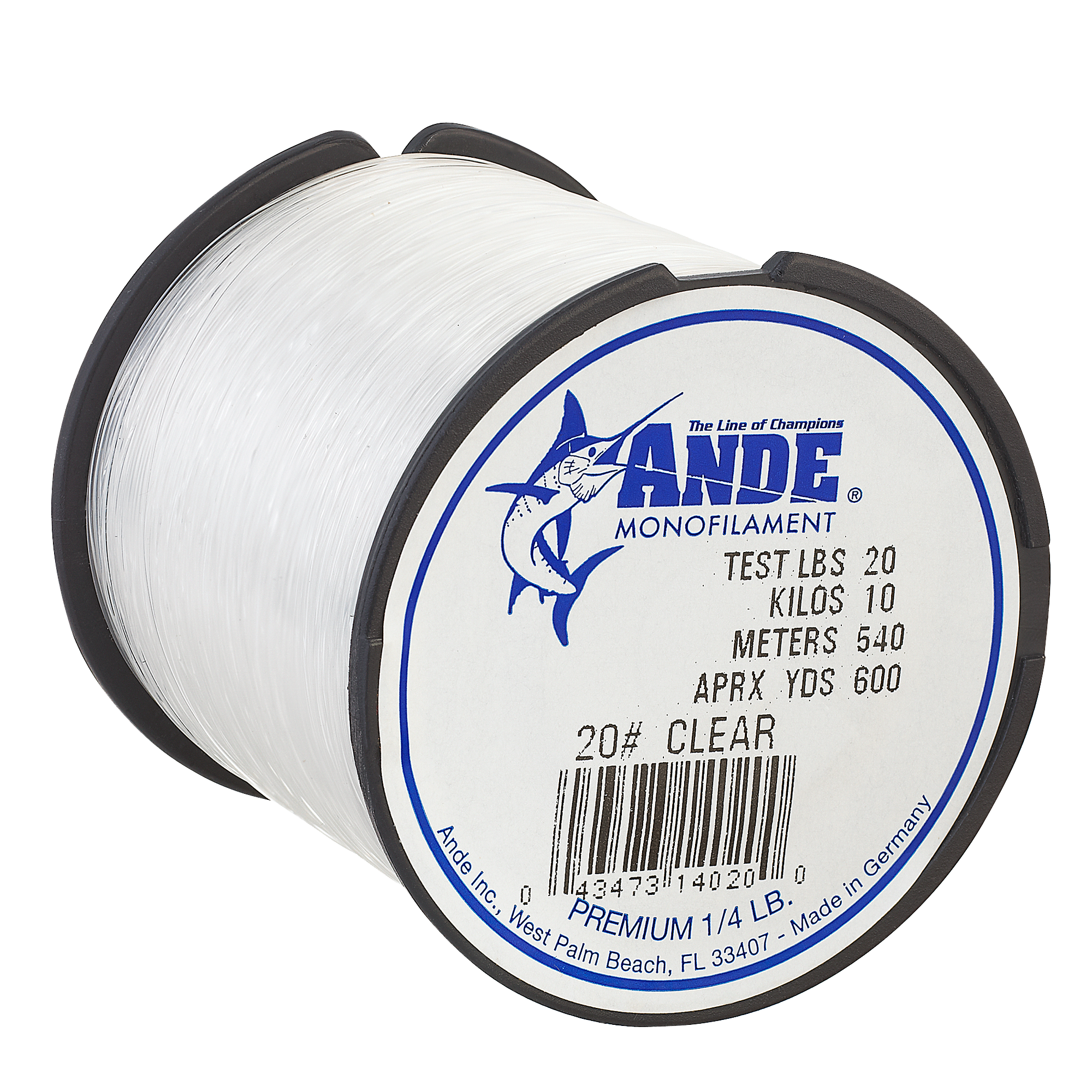 Ande Premium Monofilament Line 1/4 lb. Spool - 20-lb. - Clear