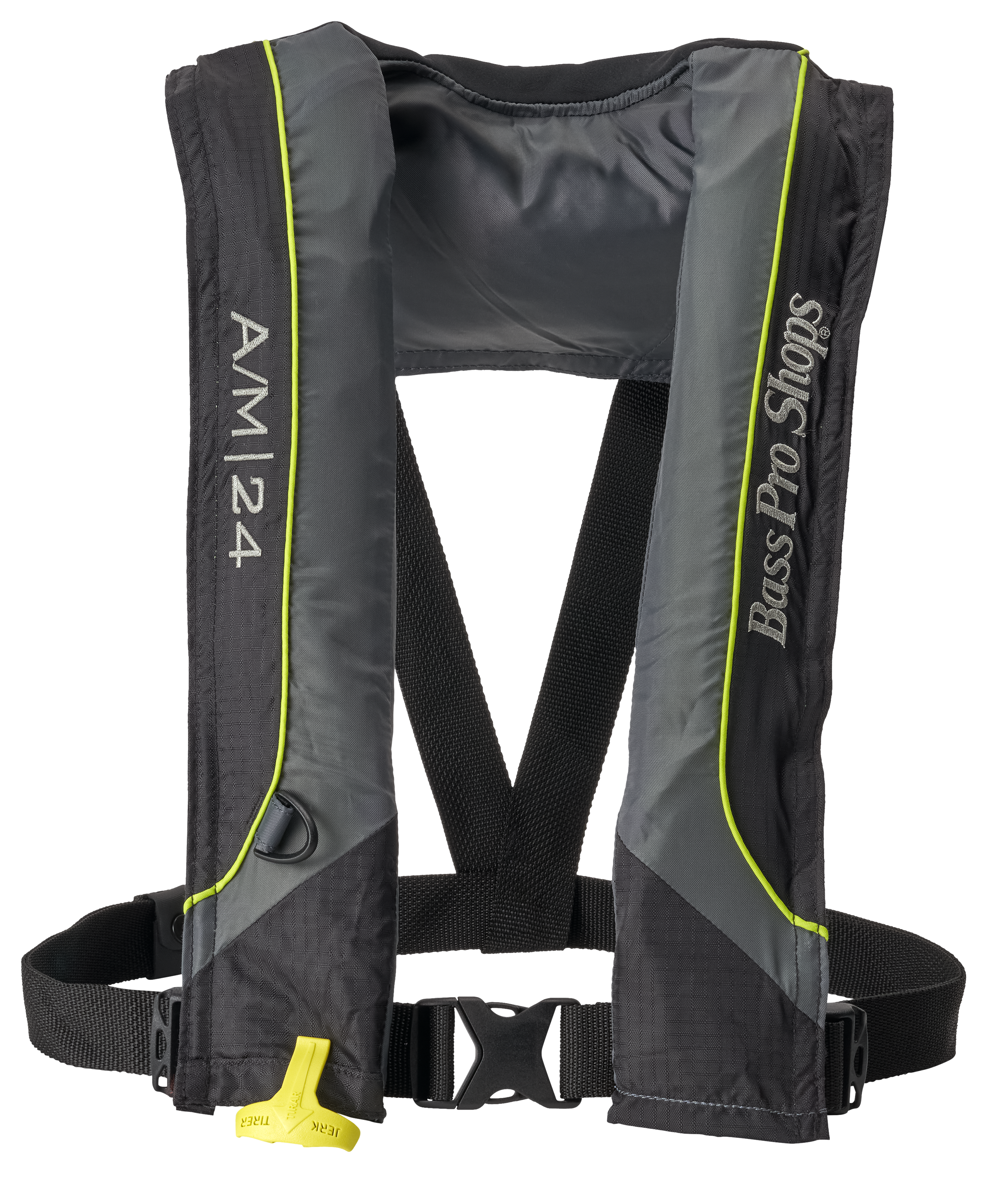 Bass Pro Shops AM24 Auto Manual Inflatable Life Vest - Black Gray Green