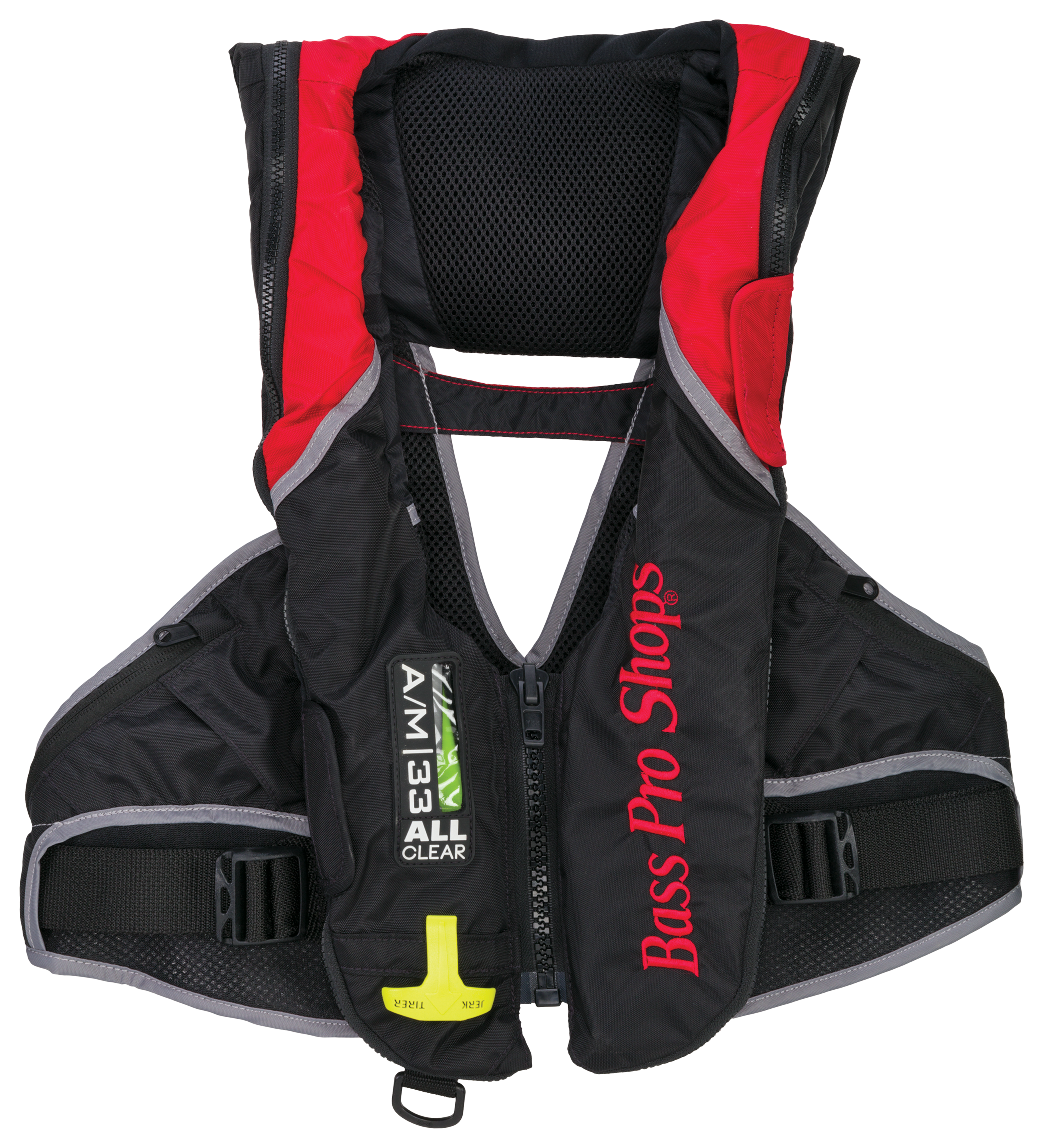 Bass Pro Shops AM33 All-Clear Auto/Manual Deluxe Inflatable Life Vest - Black/Red