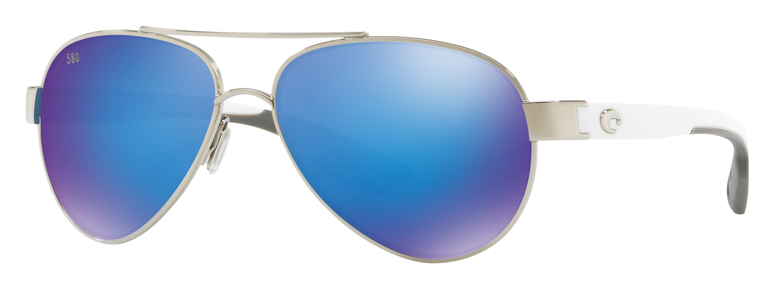 Costa Del Mar Loreto 580G Glass Polarized Sunglasses - Palladium+White/Blue