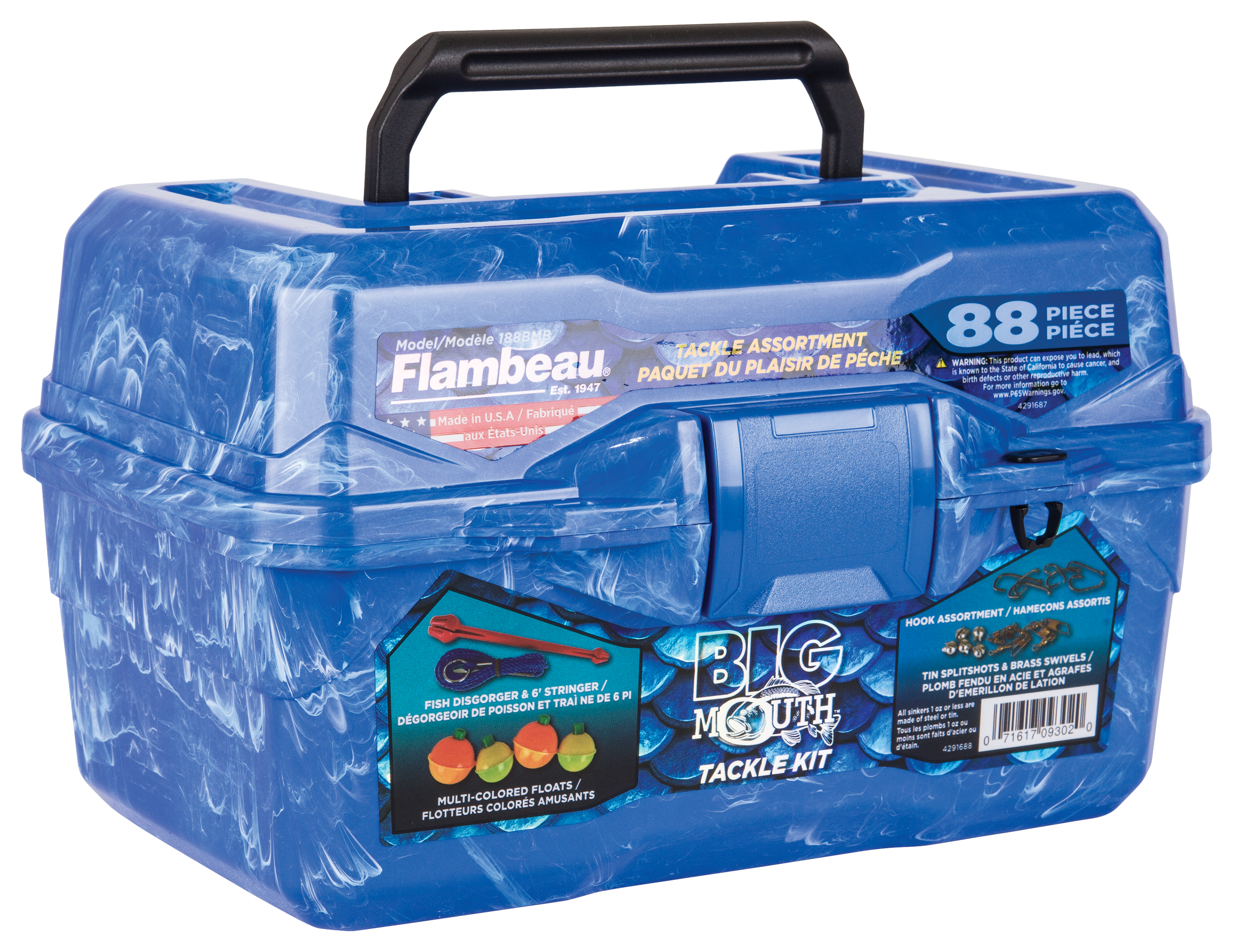 Flambeau Big Mouth Tacklebox - Blue Swirl, 89 Piece Kit - FLA6380TG06