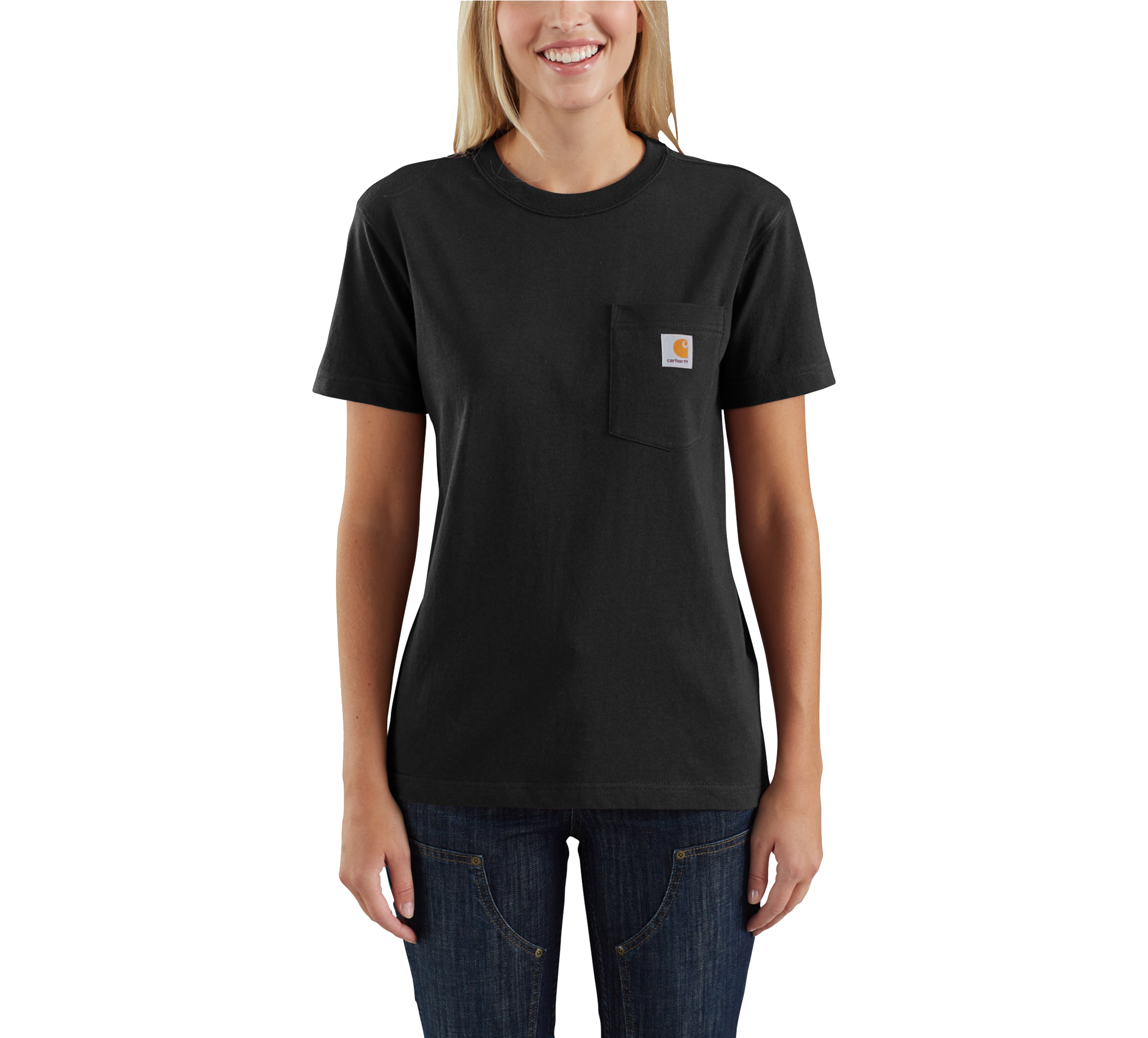 Image of Carhartt Loose Fit Heavyweight Short-Sleeve Pocket T-Shirt for Ladies - Black - XS
