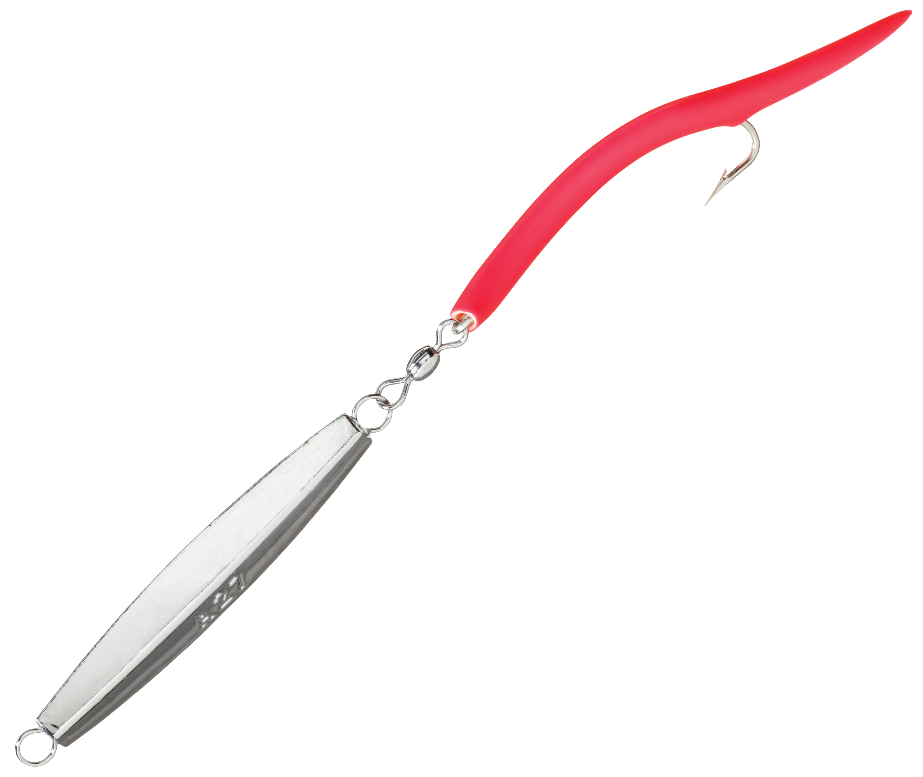 Image of Tsunami Chrome Diamond Jig with Tube Tail - 4 oz. - Fluorescent Red