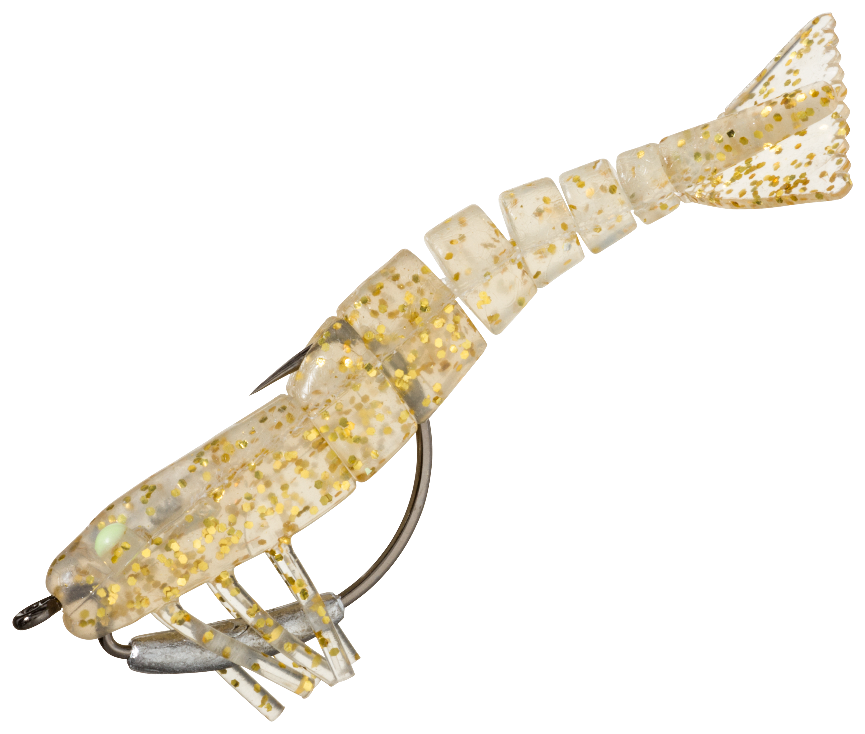 Vudu Weedless Shrimp - 3-1/2"" - Gold Glitter