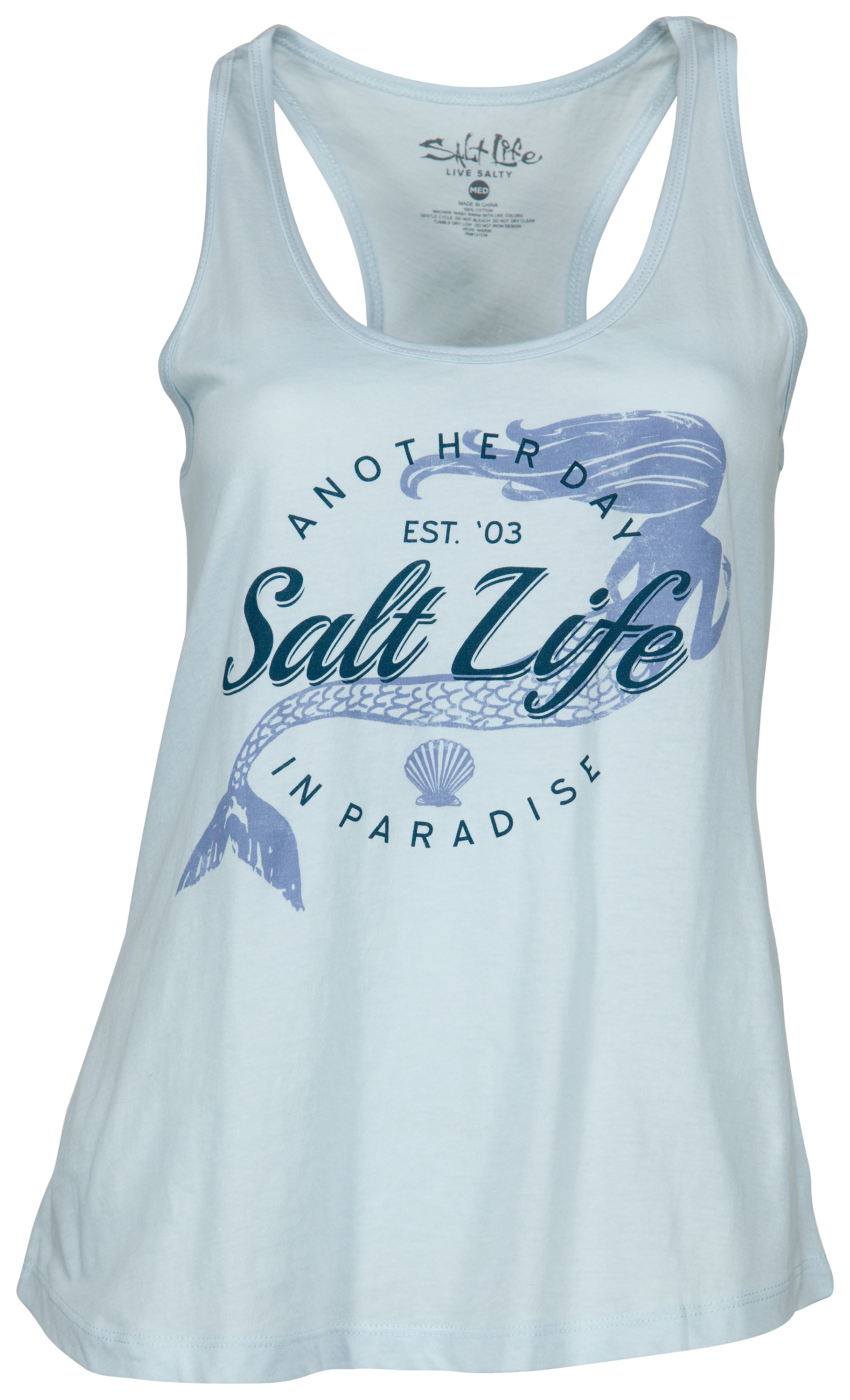 Salt Life Mermaid Paradise Tank Top for Ladies - Baby Blue - S