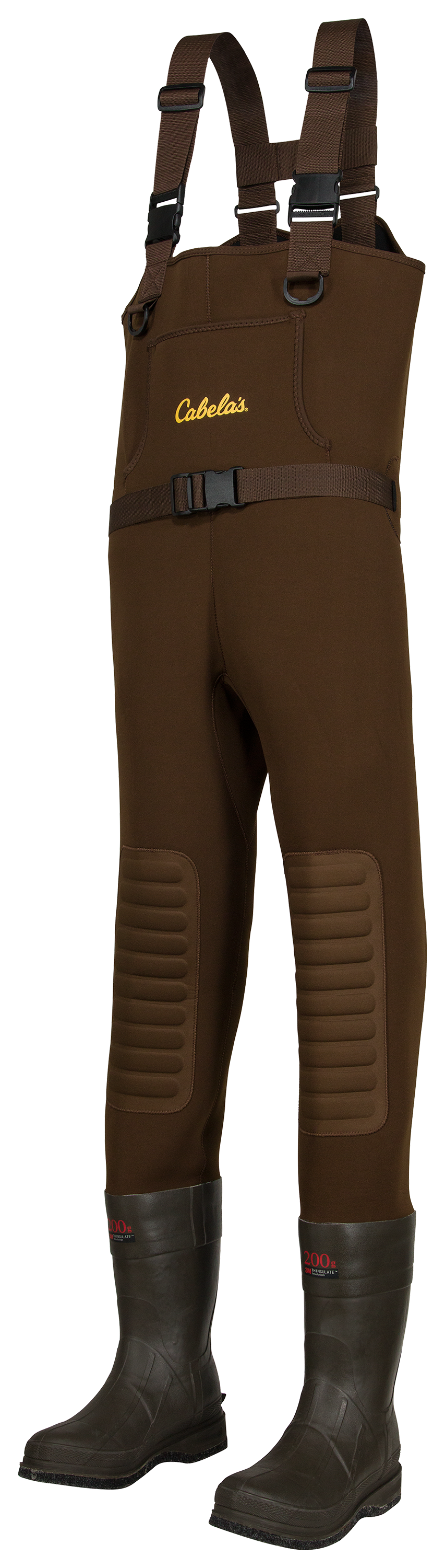 Cabelas Classic Series II Brown Neoprene Felt Sole Boot-Foot Waders for Men