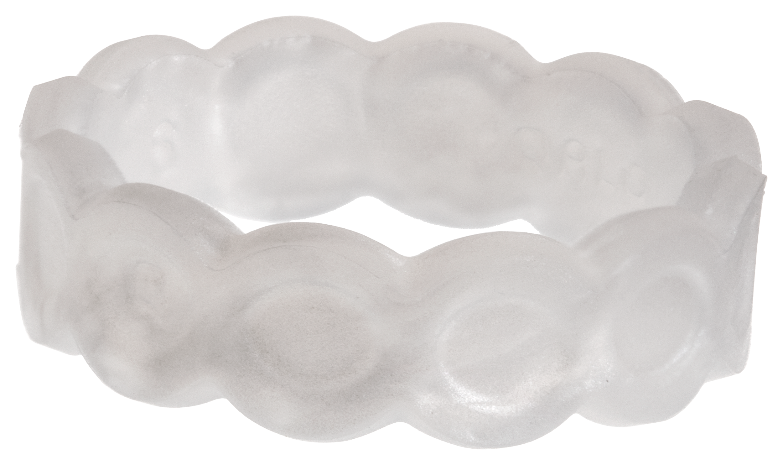 Qalo White Pearl Scallop Silicone Ring for Ladies - 5