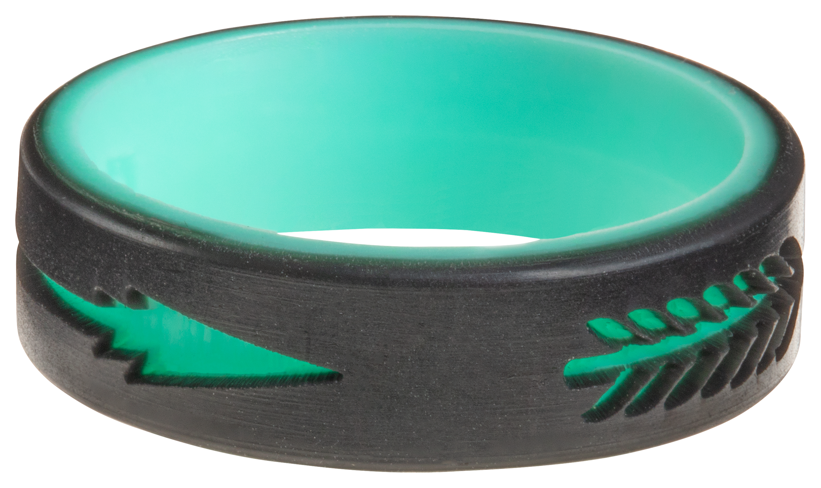 Image of Qalo Strata Black/Aqua Arrow Silicone Ring for Ladies - 7