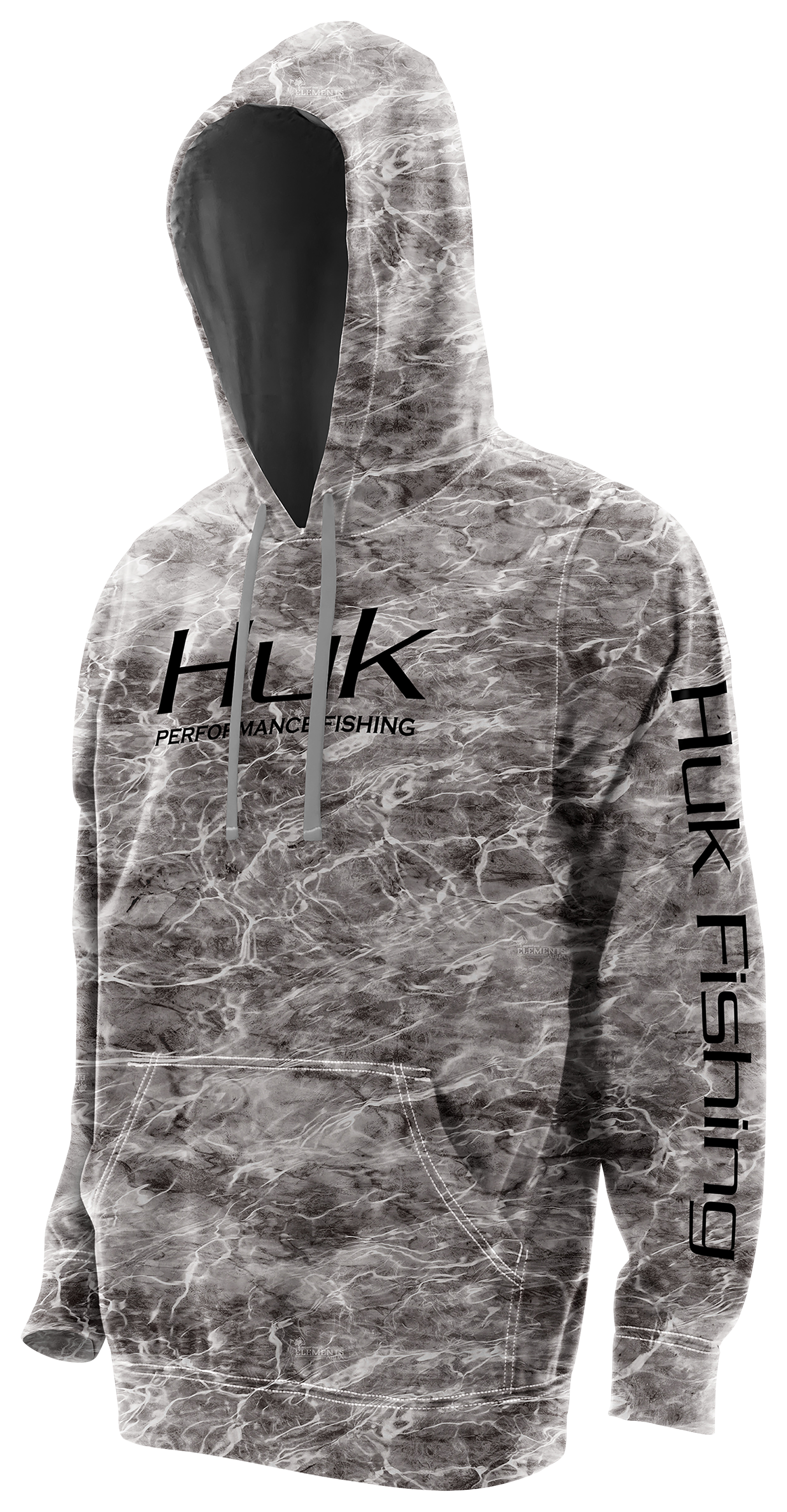 Huk Fishing Men's Fleece Hull Hoodie, Iron Heather, XXL - H1300032-014-XXL