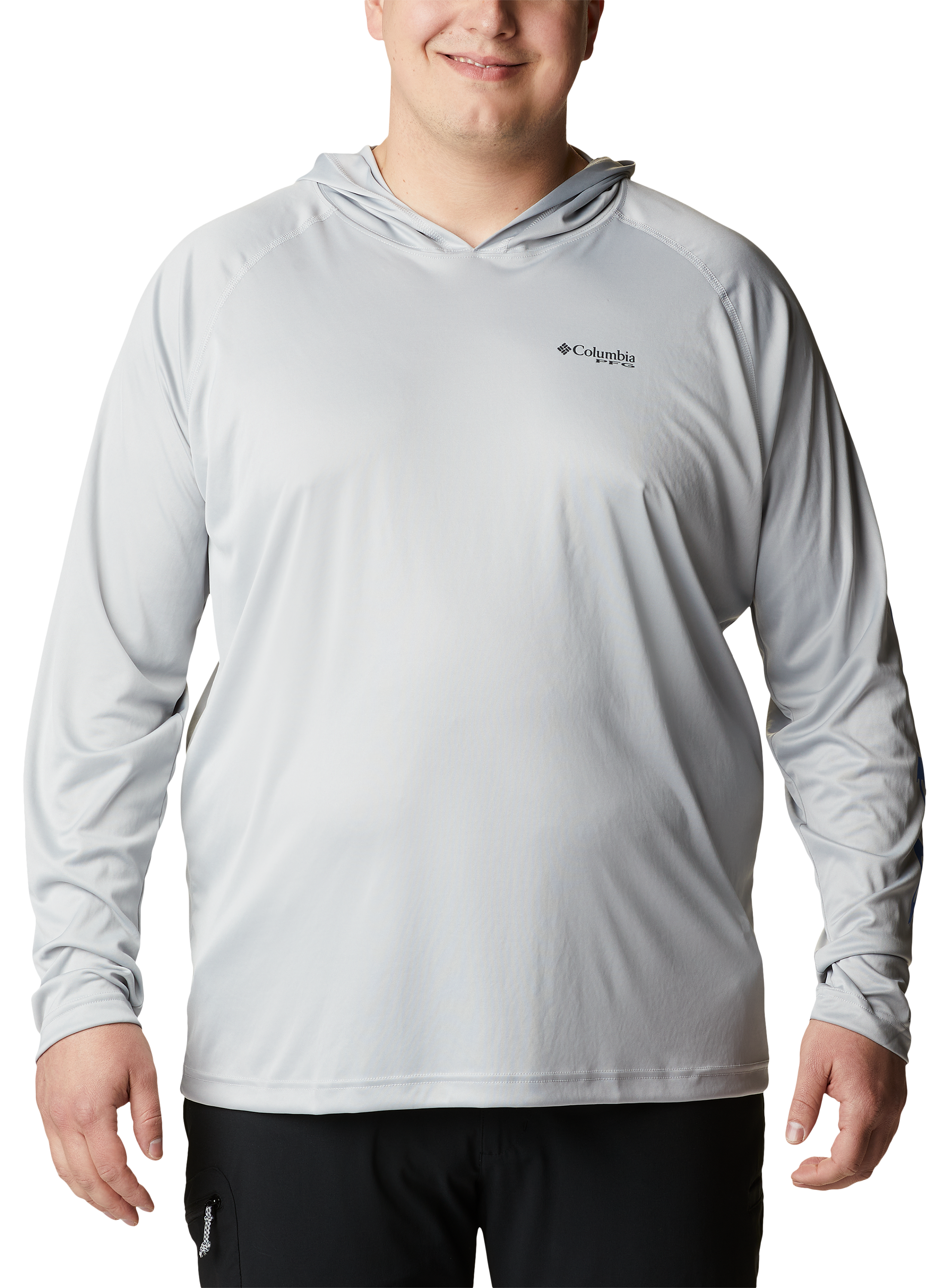 Columbia PFG Terminal Tackle Long-Sleeve Hoodie for Men - Cool Grey/Vivid Blue Logo - 3XL product image