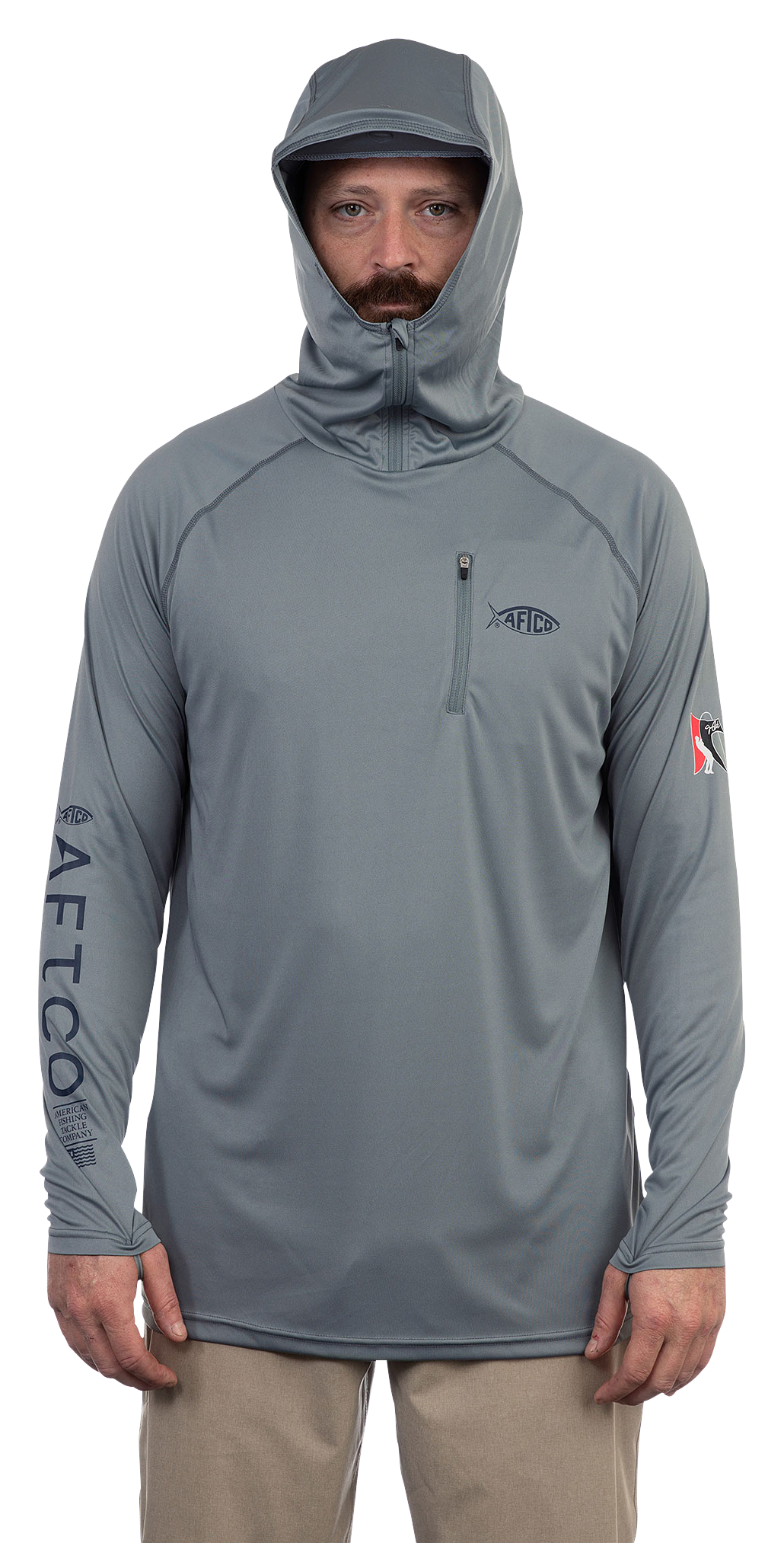 Pelagic Exo-Tech 2.0 Light Grey Hooded Fishing Long-Sleeve Shirt for Men
