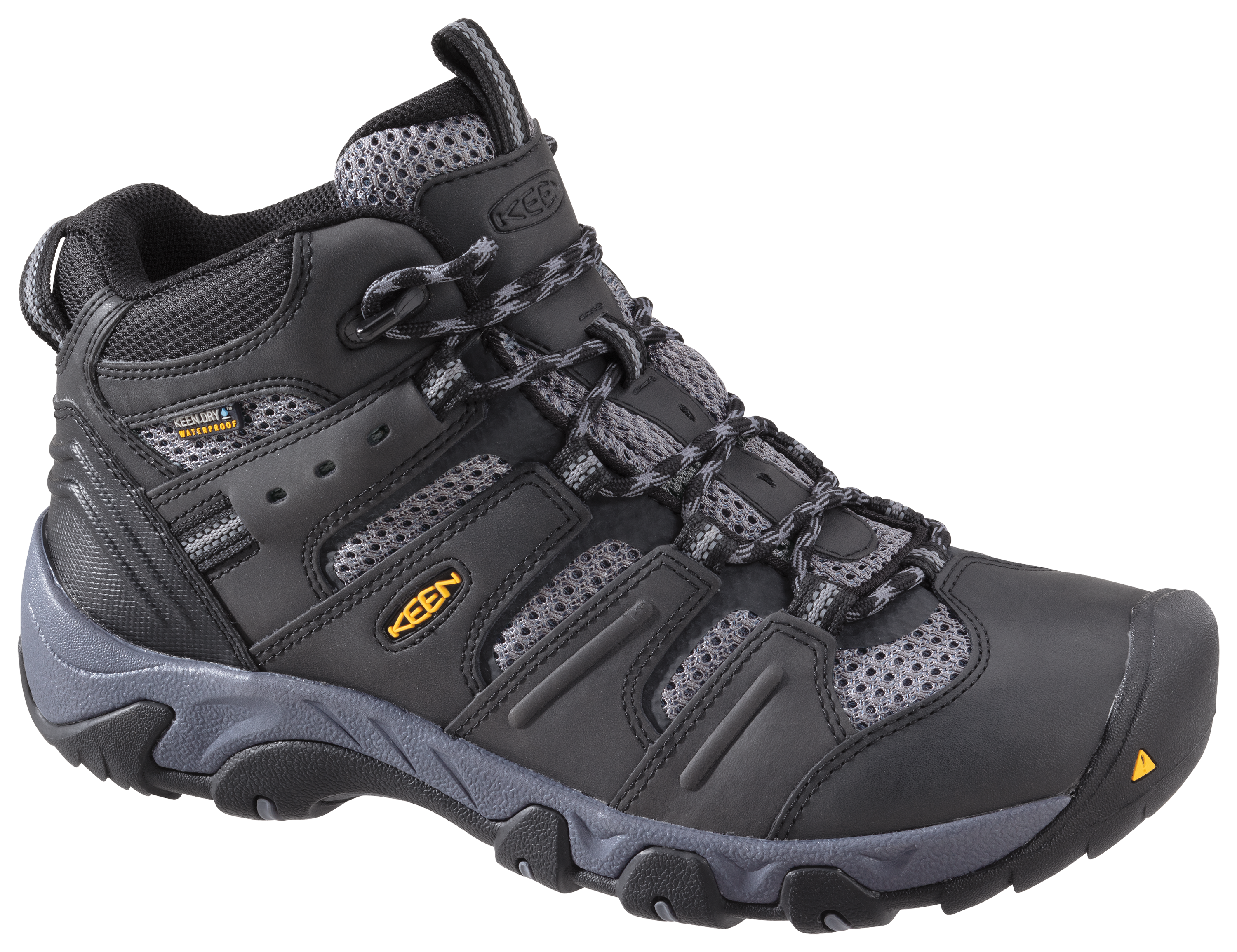 KEEN Koven Mid Waterproof Hiking Boots for Men - Black/Gray - 8.5M