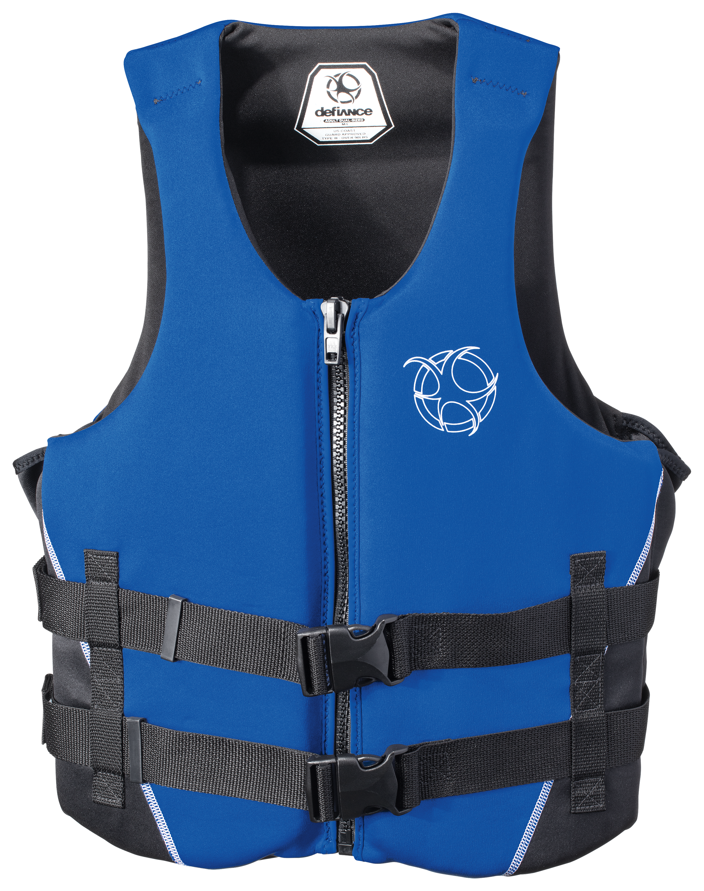 Defiance Dual-Sized Genoprene Life Jacket for Adults - Navy/Black - XS/S