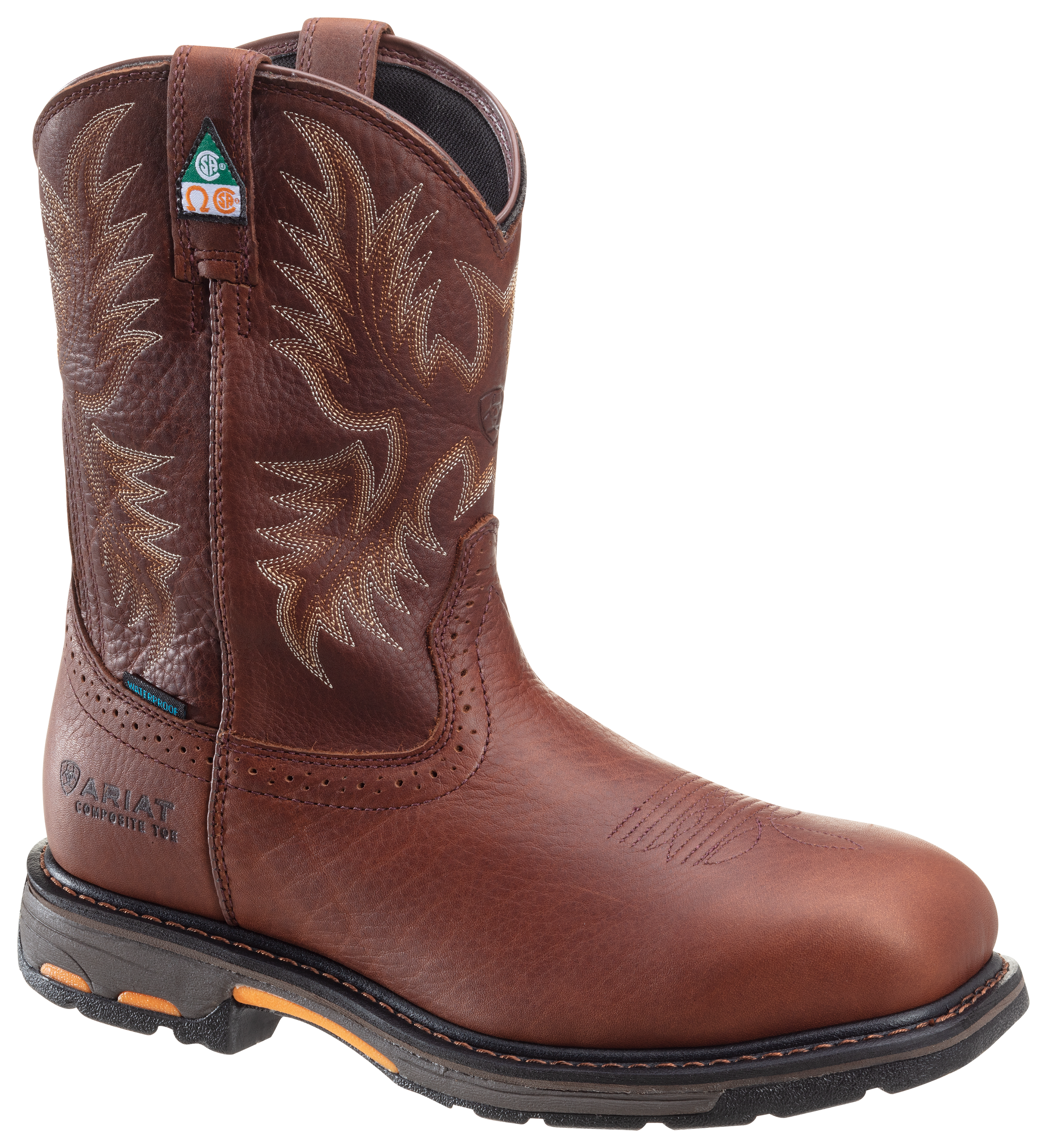 Image of Ariat Workhog Waterproof Composite Toe Pull-On Work Boots for Men - Dark Copper - 13W