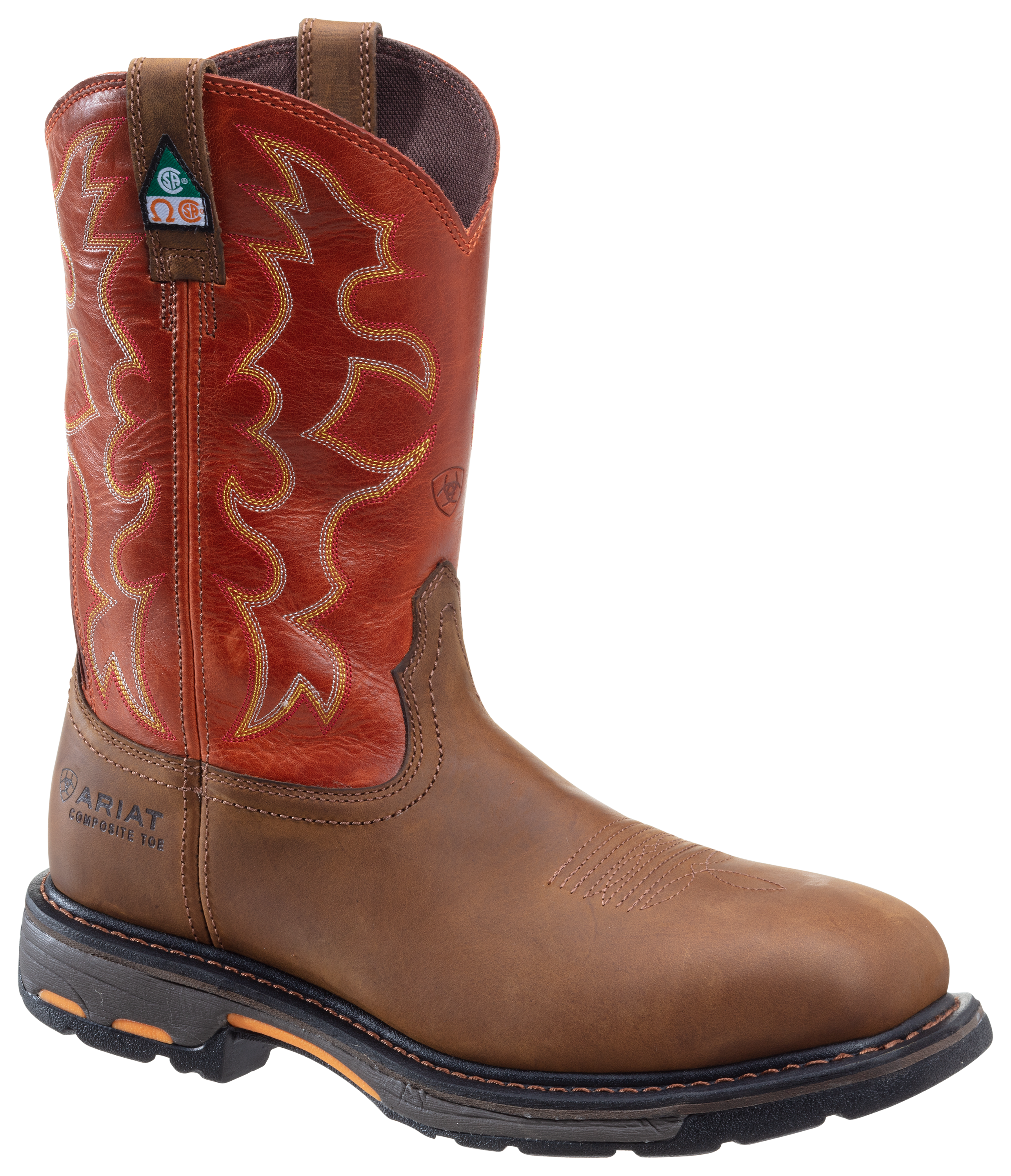 Image of Ariat Workhog Composite Toe Pull-On Work Boots for Men - Dark Earth/Brick - 10W