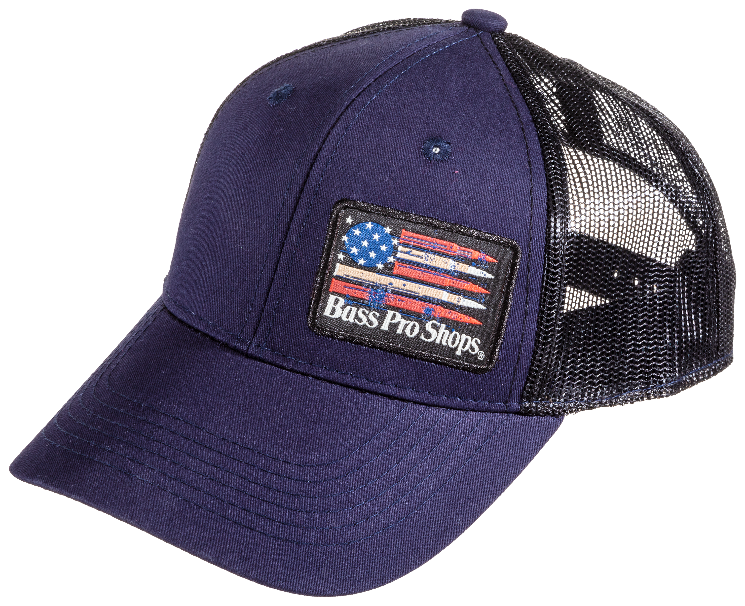 Bass Pro Shops USA Flag Patch Mesh Back Cap