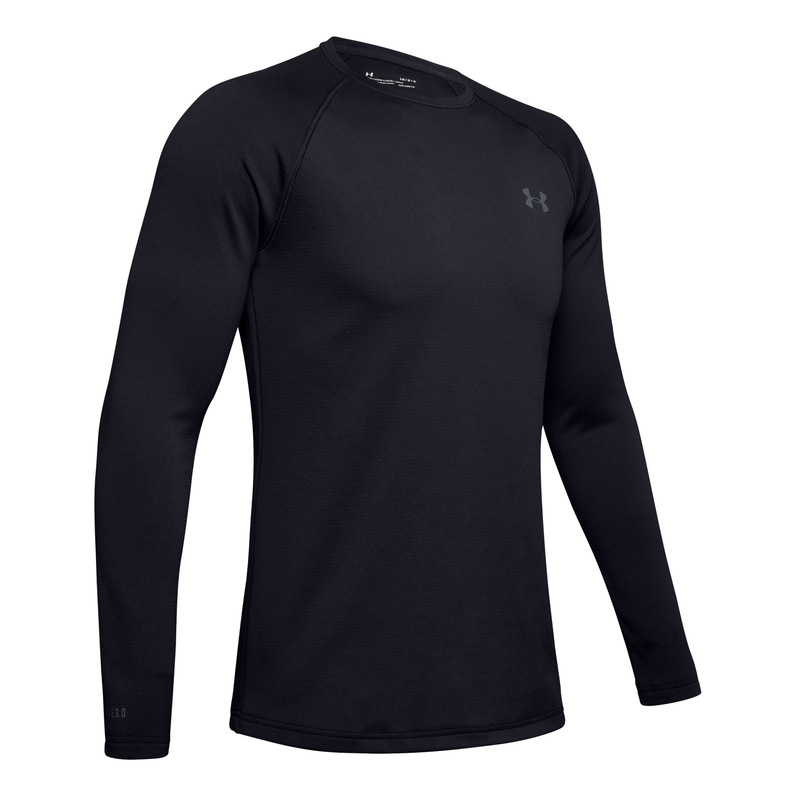 Under Armour ColdGear Base 3.0 Series Packaged Long-Sleeve Crew Shirt for Men - Black/Pitch Gray - L