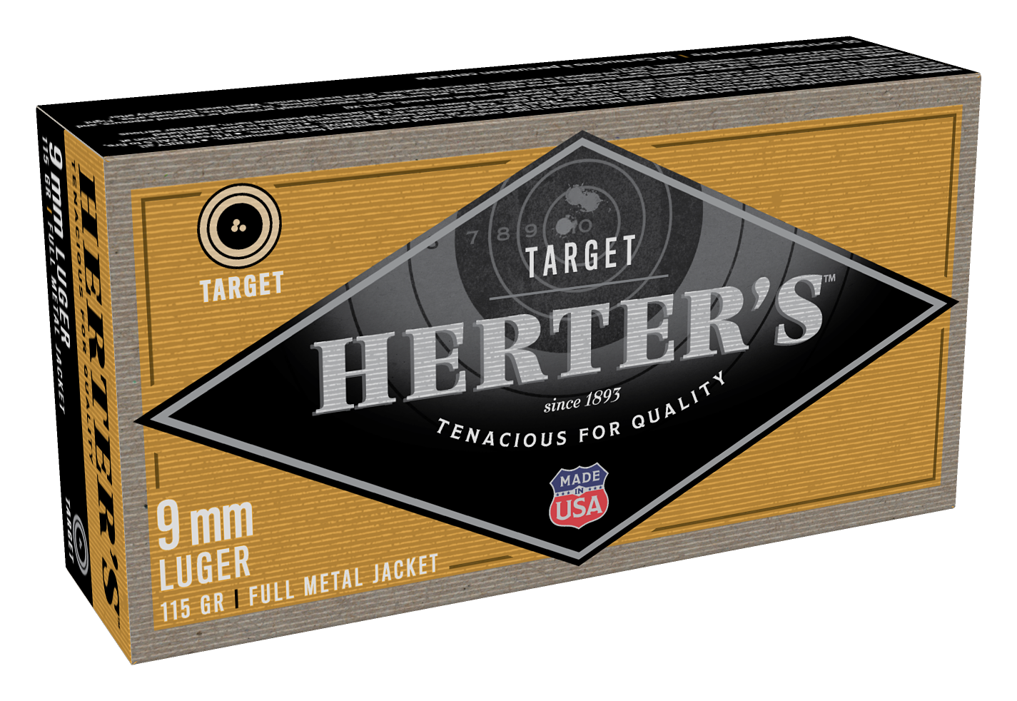 Herter's Target Handgun Ammo - 9mm Luger - 115 Grain - 50 Rounds