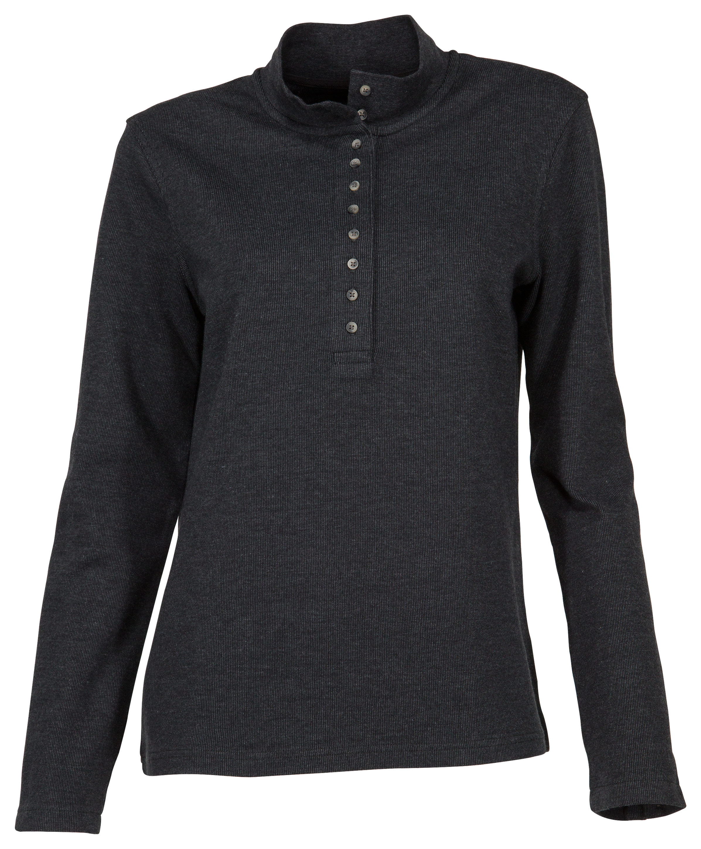 Natural Reflections 10-Button Long-Sleeve Mock Turtleneck for Ladies