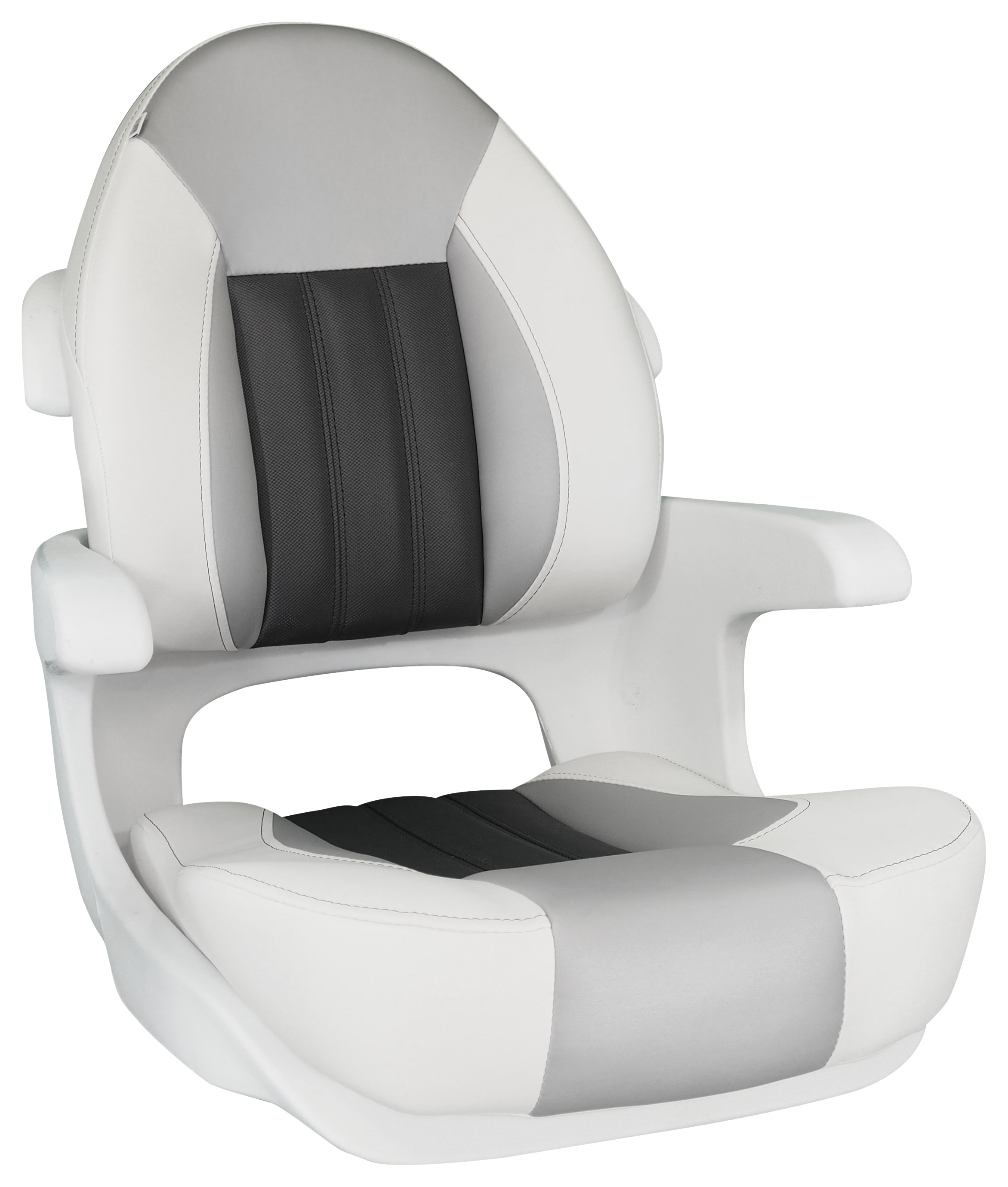 Image of Tempress ProBax Captain's Boat Seat with Arms - White/Gray/Carbon