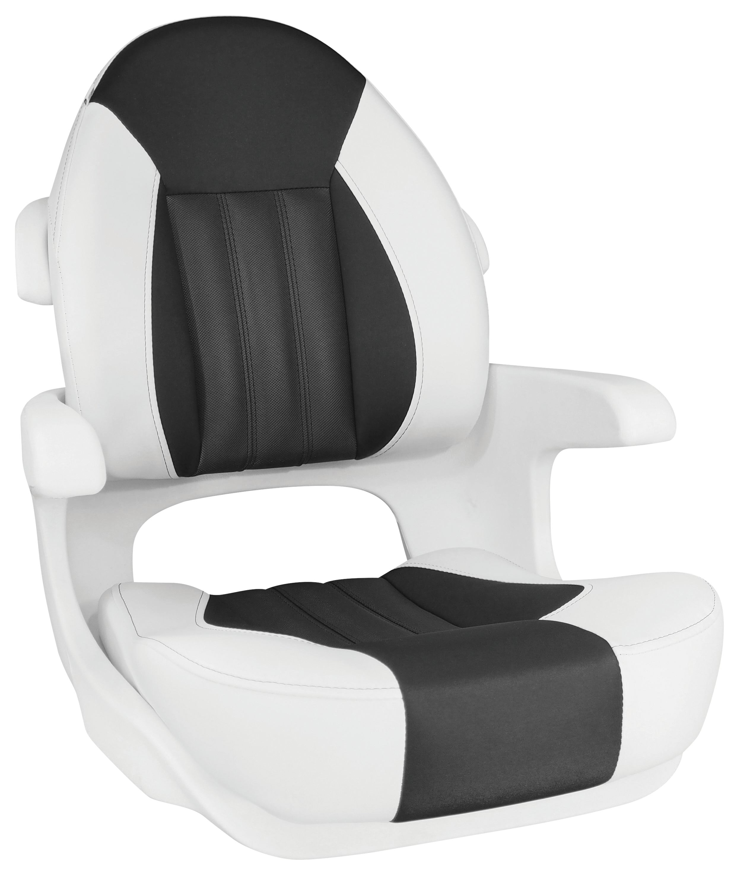 Image of Tempress ProBax Captain's Boat Seat with Arms - White/Black/Carbon