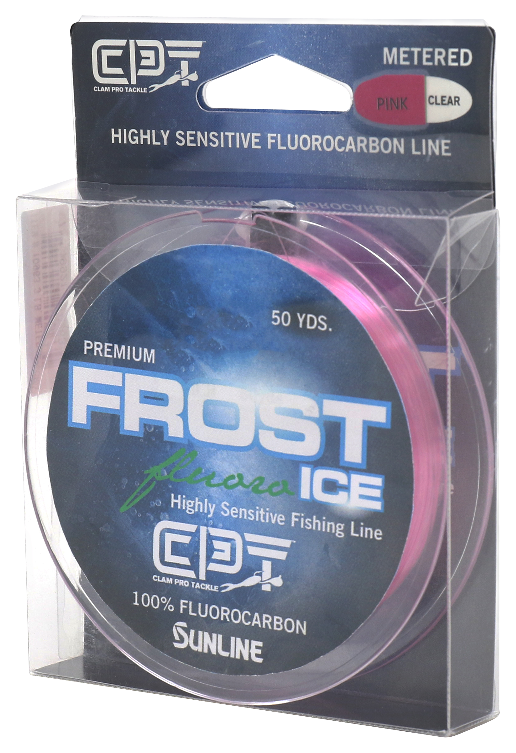 Image of Clam Pro Tackle Frost Fluoro Ice Premium Fluorocarbon Fishing Line - Pink/Clear - 3 lb. 50 Yards