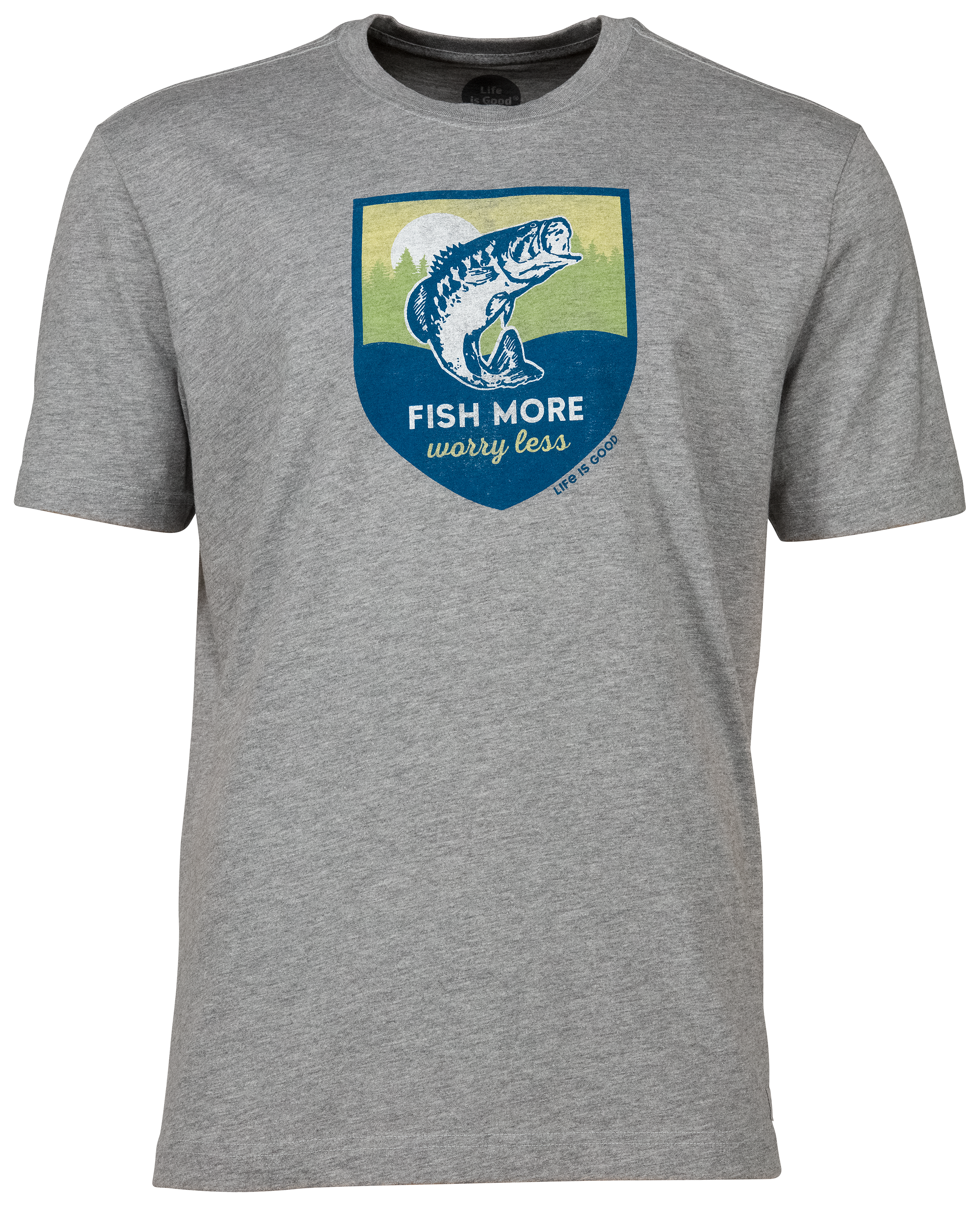 Life Is Good Fish More Worry Less Crusher Short-Sleeve T-Shirt for Men