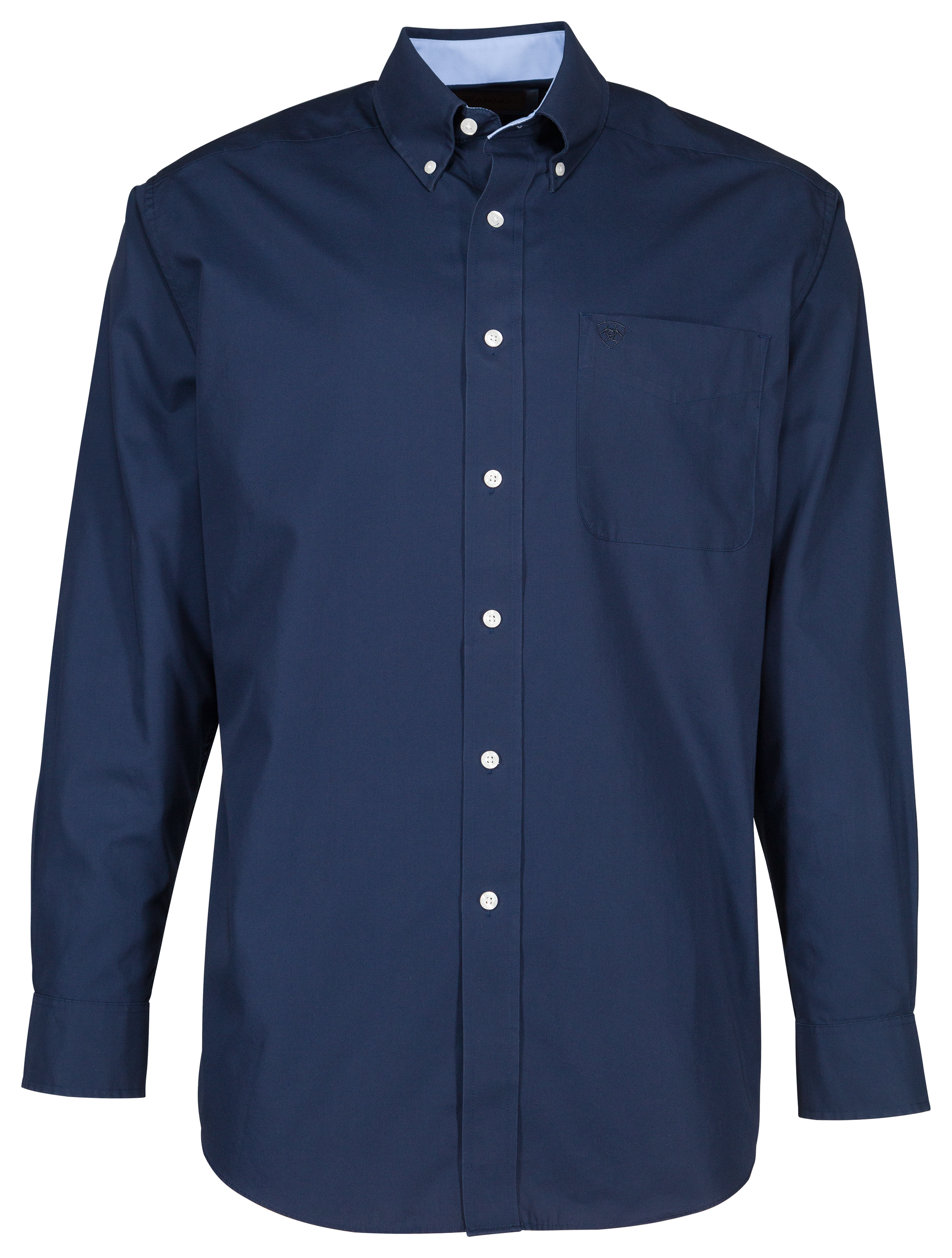Image of Ariat Wrinkle Free Solid Long-Sleeve Shirt for Men - Navy Blue