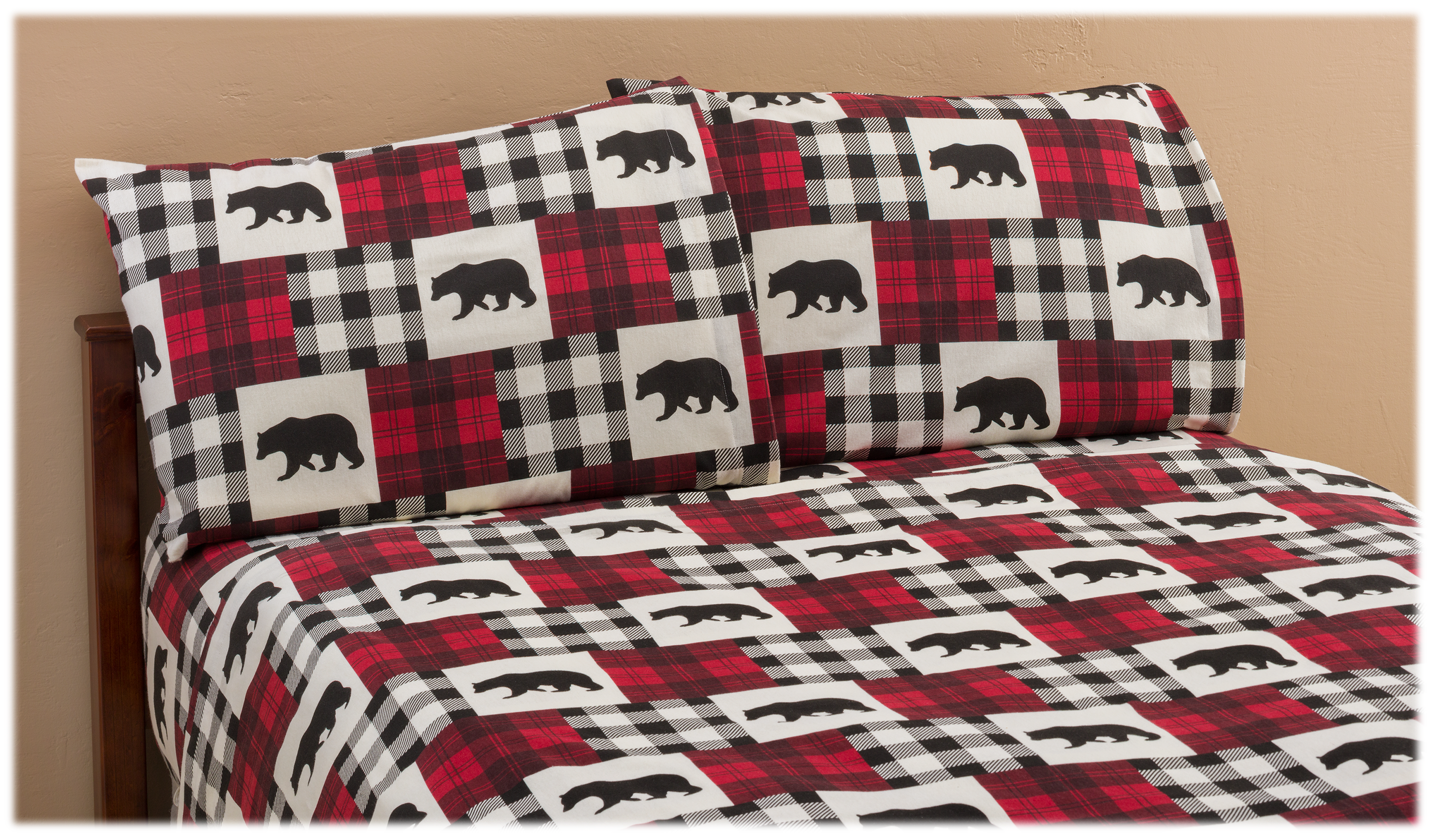 WHITE RIVER HOME Bear Plaid Flannel Sheet Set