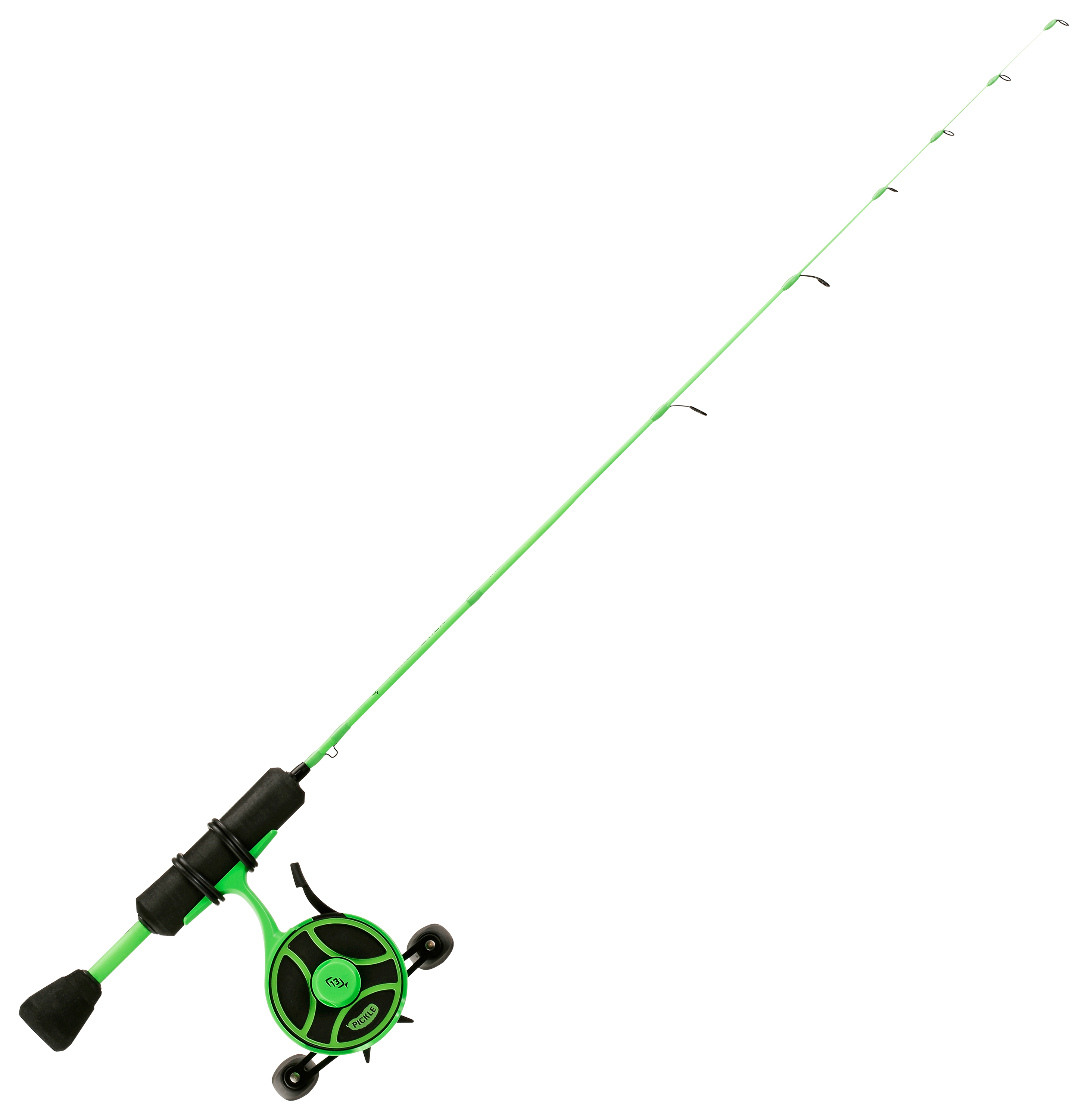 Freefall Ghost Radioactive Pickle - Inline Ice Fishing Rod and Reel 25”UL