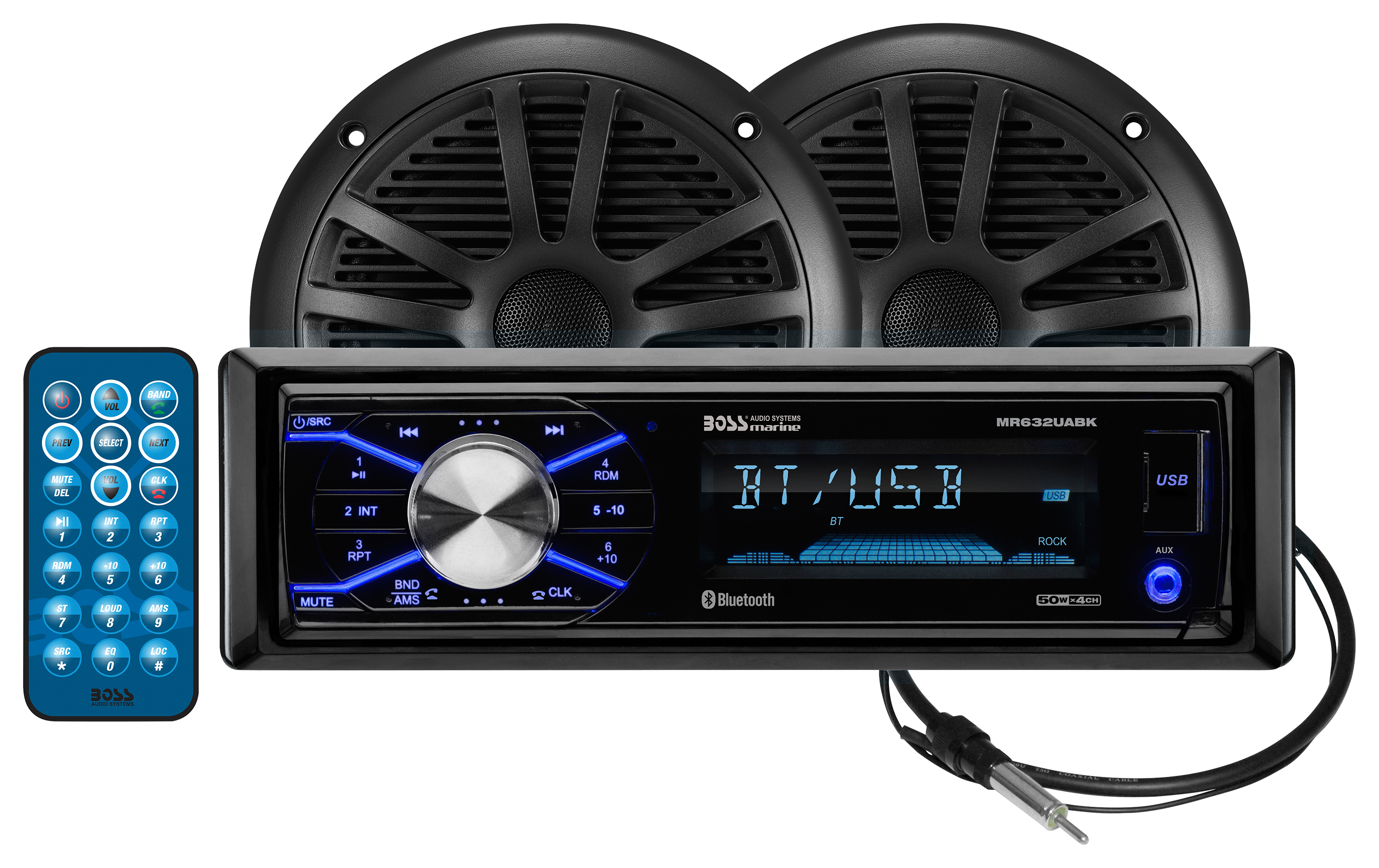 Boss Audio Marine MP3-Compatible Digital Media AM/FM Receiver with Bluetooth and Speakers