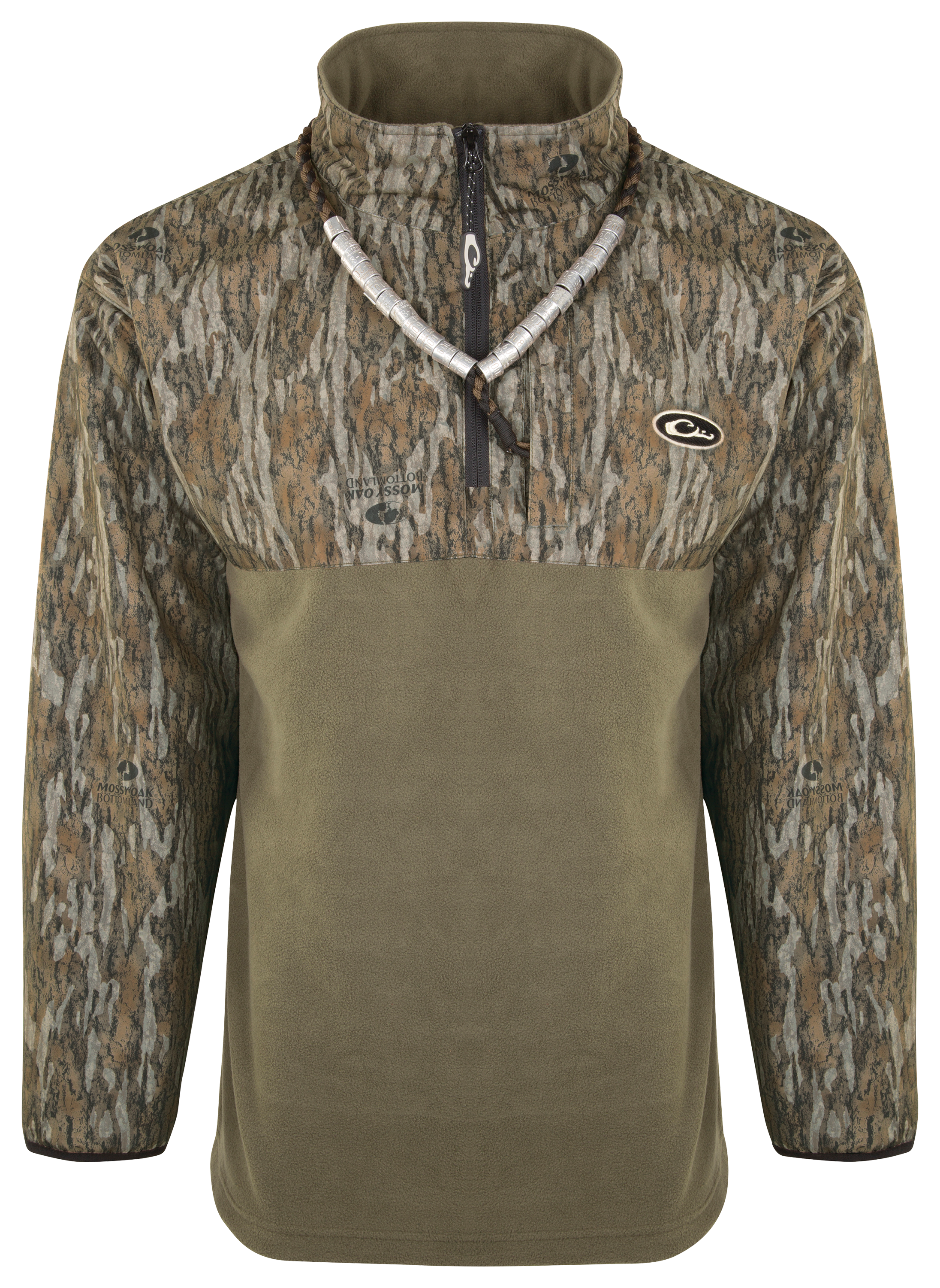 Image of Drake Waterfowl Quarter-Zip Refuge Eqwader Long-Sleeve Pullover for Men - Mossy Oak Bottomland