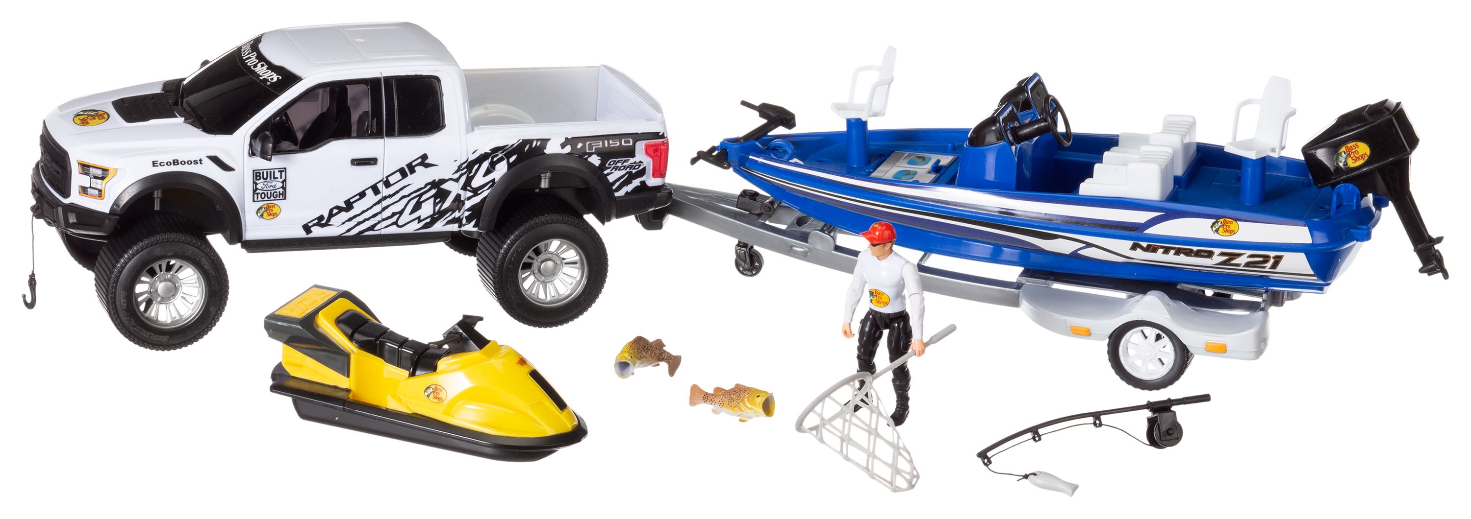 Bass Pro Shops Imagination Adventure Ford Raptor with Bass Boat Play Set  for Kids