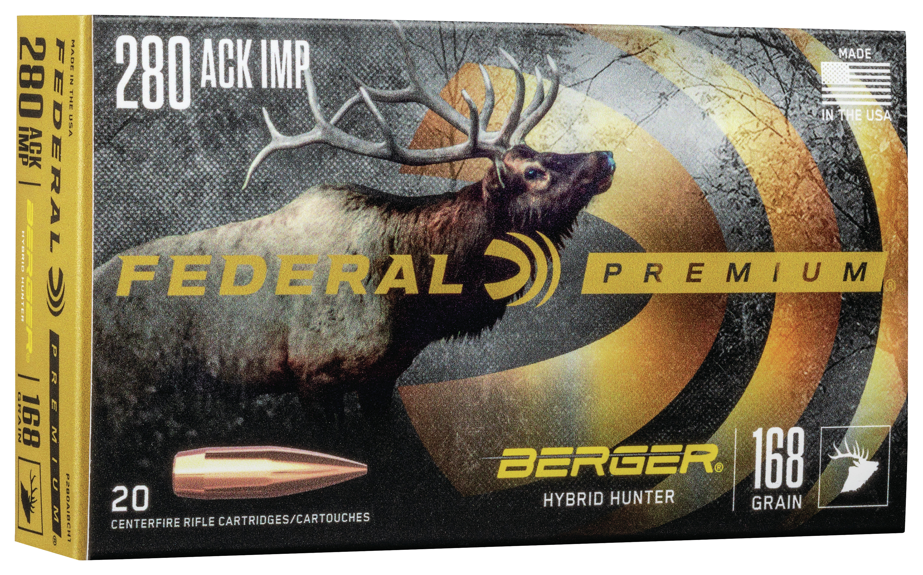 Image of Federal Premium Berger Hybrid Hunter .280 Ack Imp 168 Grain Rifle Ammo