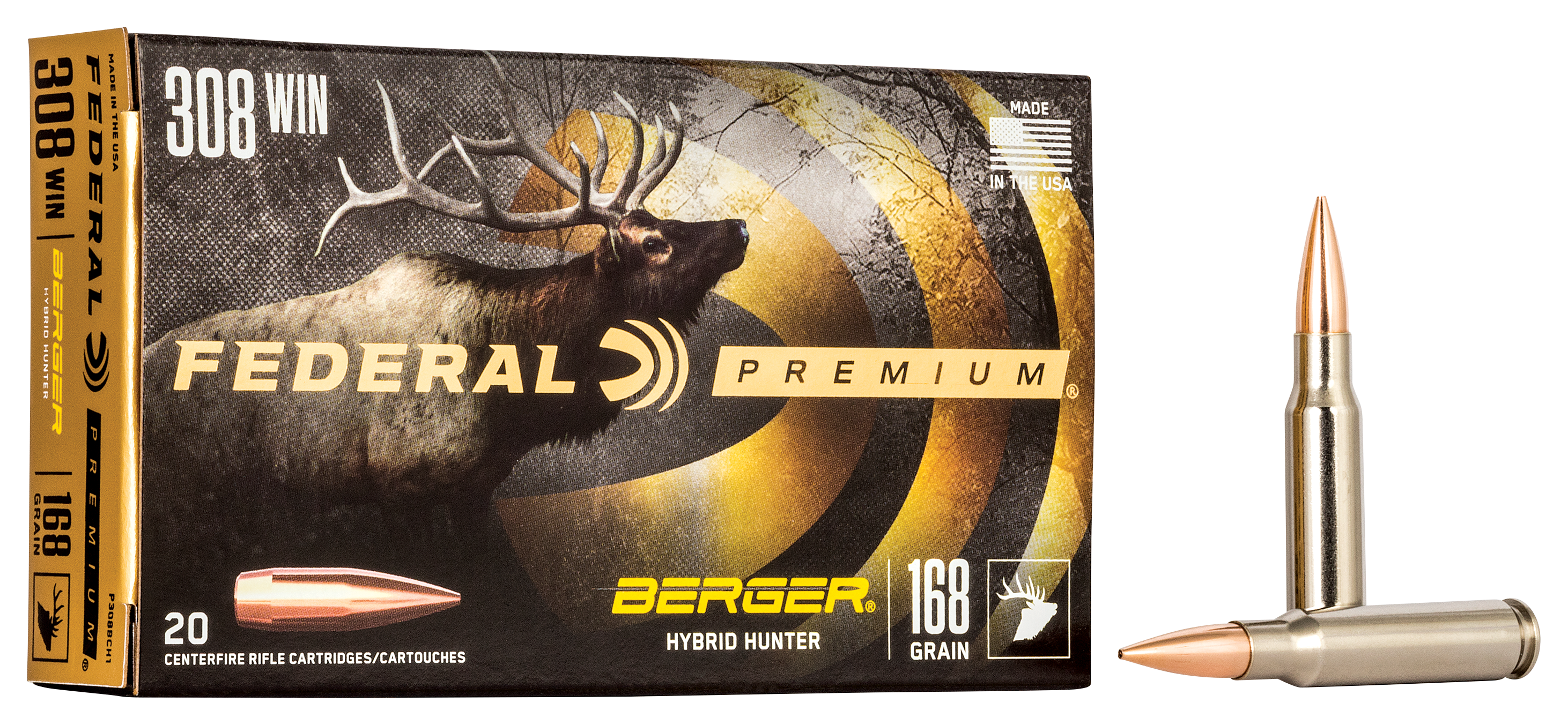 Federal Premium Berger Hybrid Hunter .308 Winchester 168 Grain Rifle Ammo