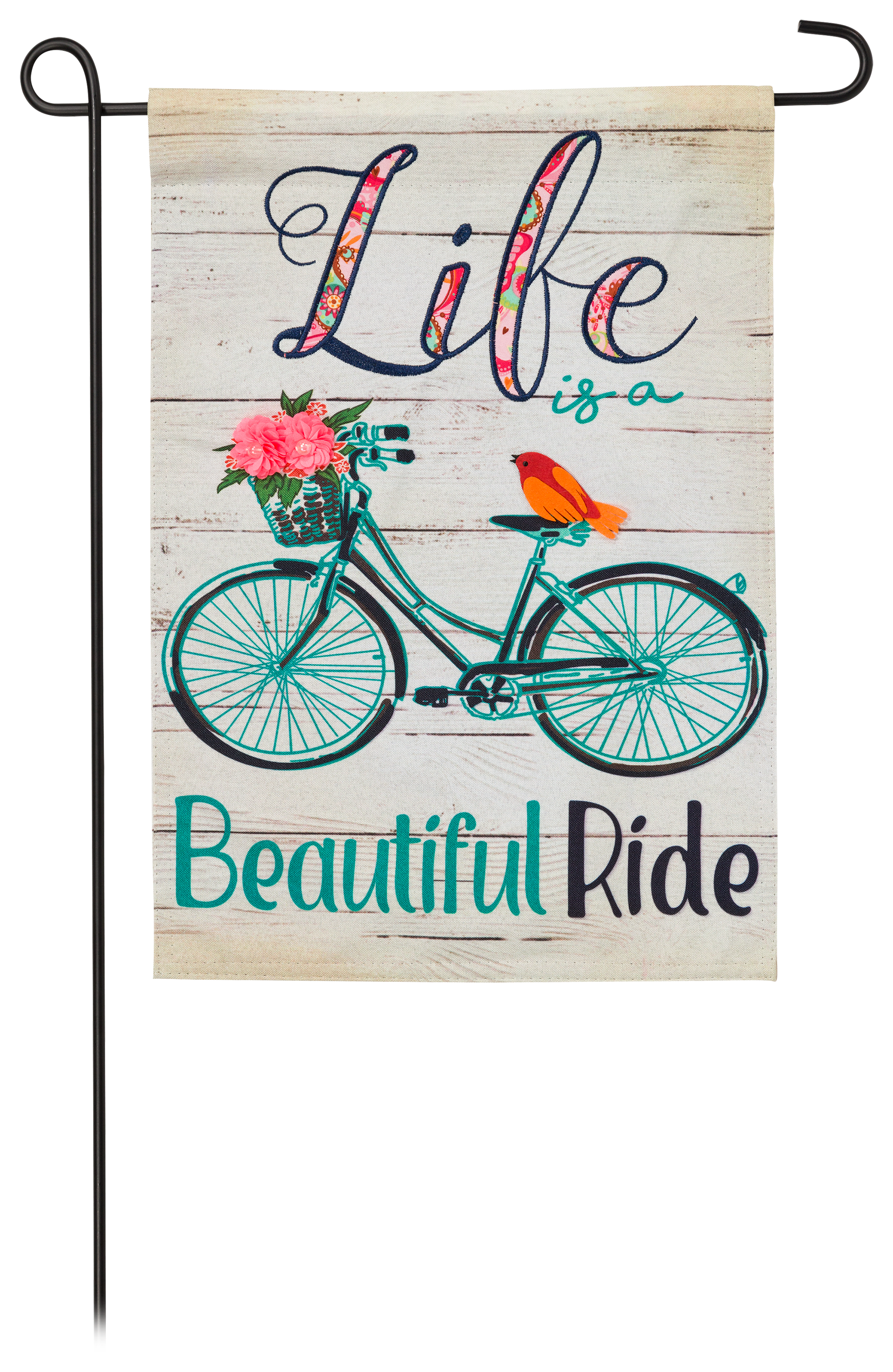 Evergreen Life is a Beautiful Ride Linen Garden Flag