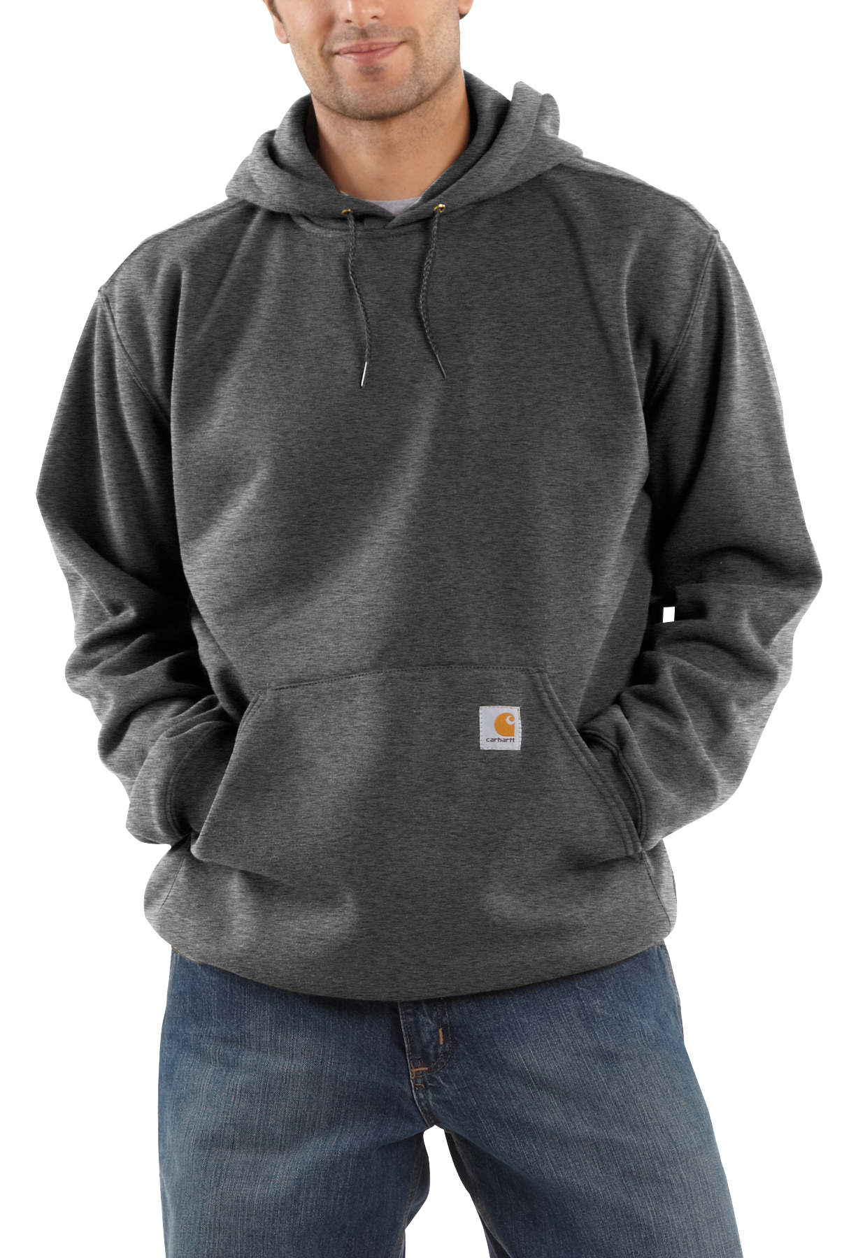 Image of Carhartt Loose-Fit Midweight Hooded Pullover Sweatshirt for Men - Carbon Heather - M