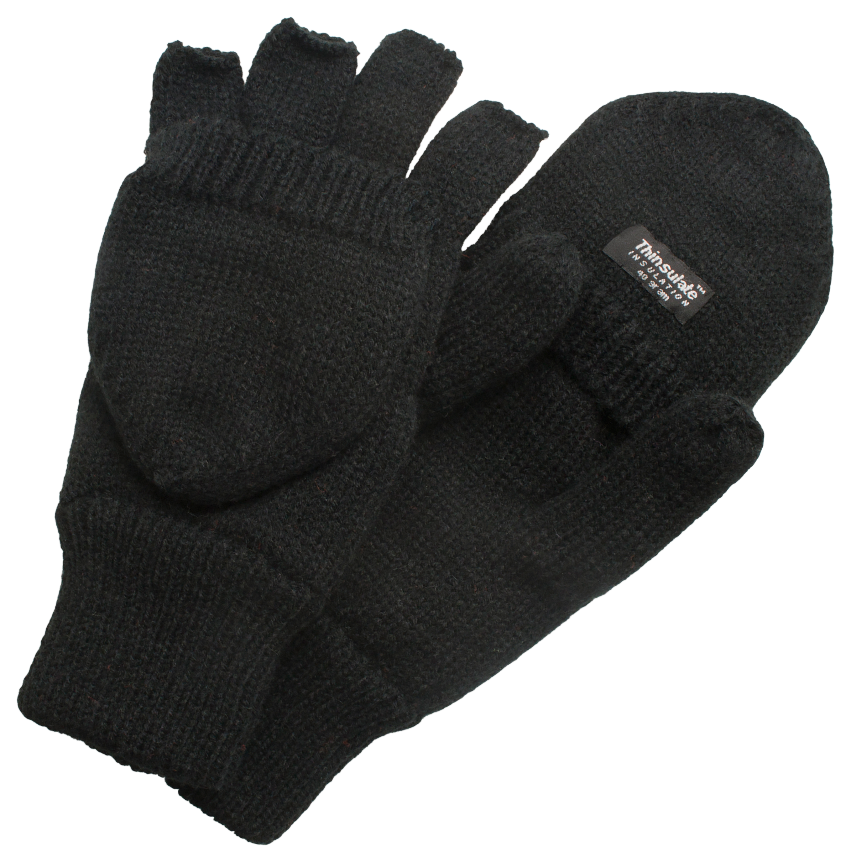 Image of QuietWear Knit Flip Mittens for Men - Black - L