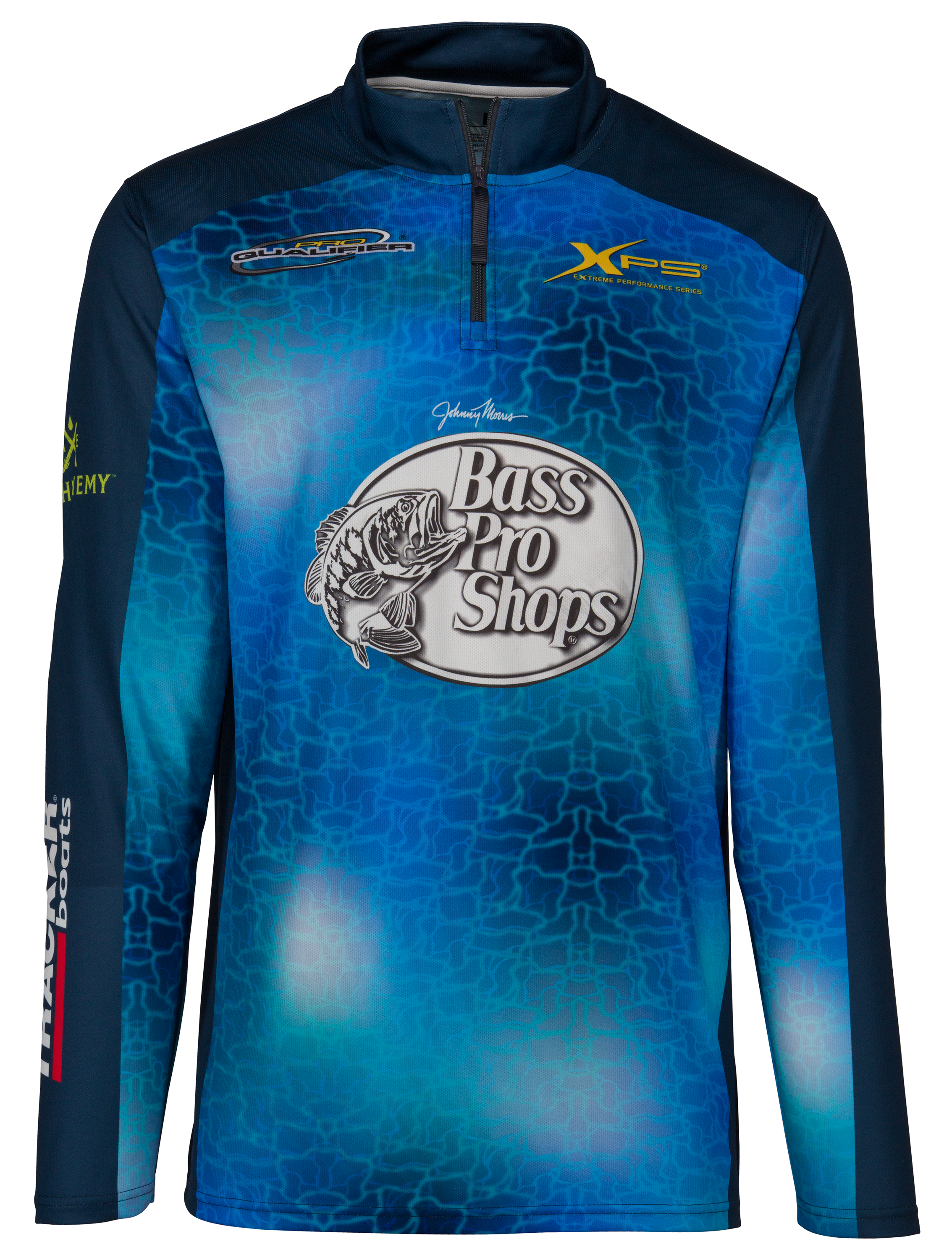 Bass Pro Shops Quarter-Zip Water Print Fishing Jersey Long-Sleeve Pullover  for Men