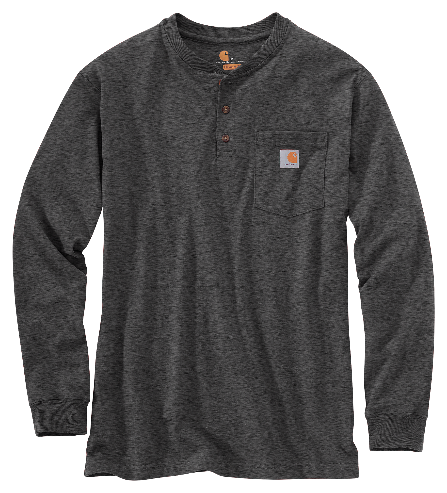 Image of Carhartt Loose Fit Heavyweight Long-Sleeve Pocket Henley for Men - Carbon Heather - M