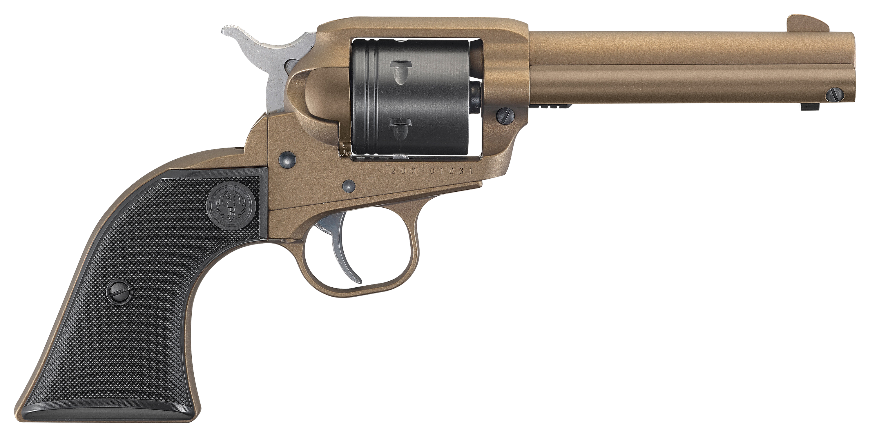 Ruger Wrangler Single-Action Rimfire Revolver with Bronze Cerakote Finish - Burnt Bronze Cerakote - 4.62" Barrel
