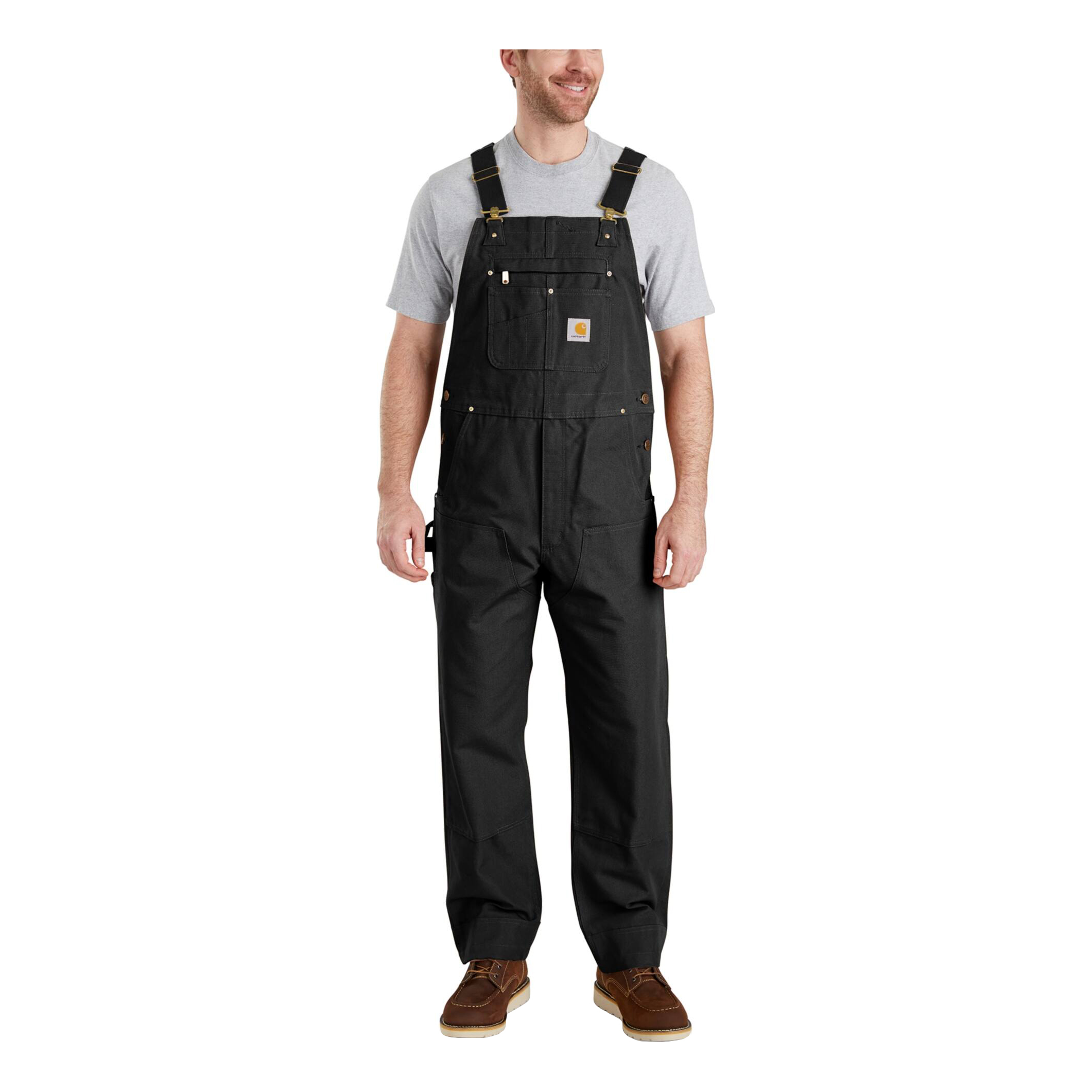 Image of Carhartt Heavyweight Cotton Duck Bib Overalls for Men - Black - 34x32