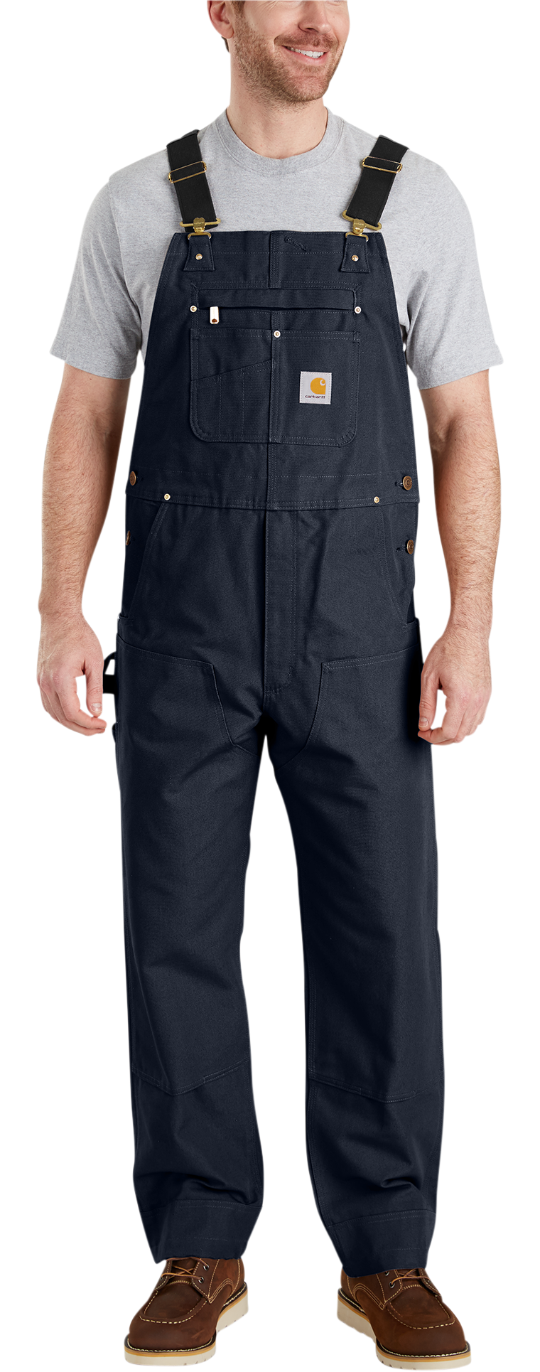 Image of Carhartt Heavyweight Cotton Duck Bib Overalls for Men - Navy