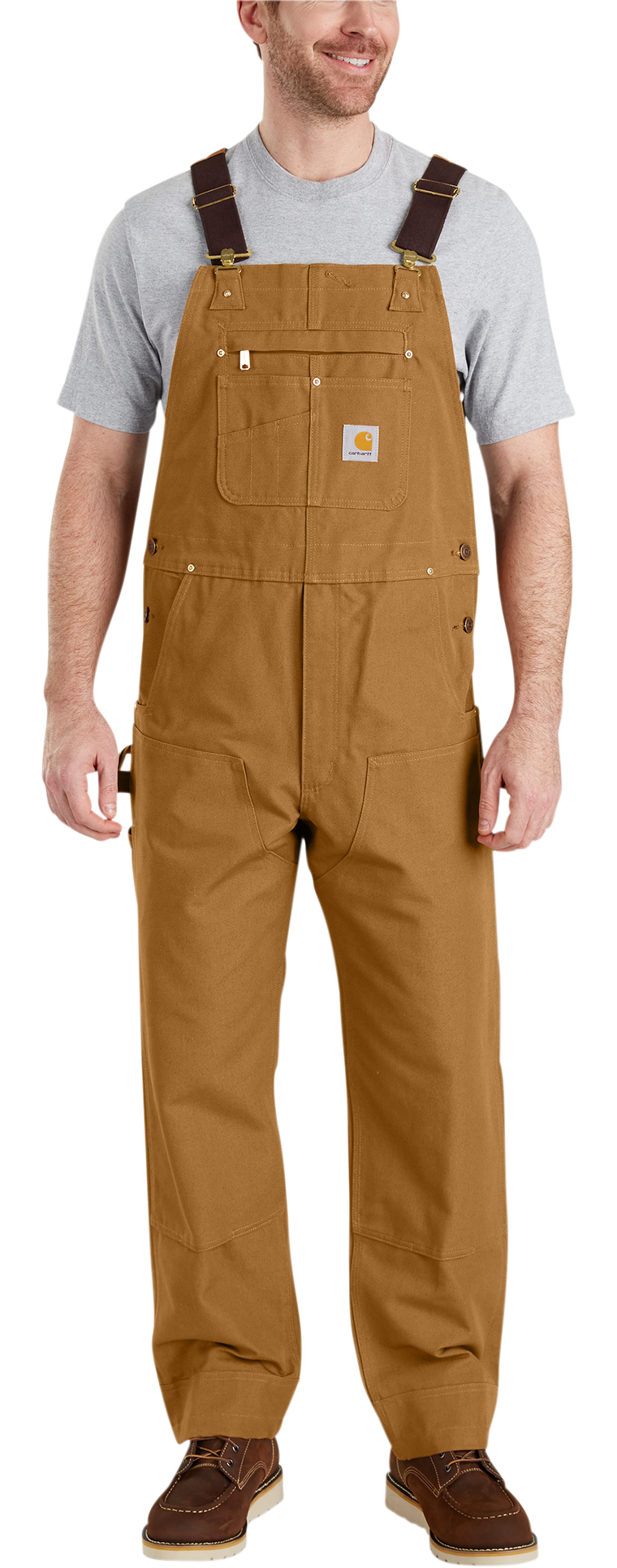 Carhartt Unlined Duck Bib Overalls for Men - Carhartt Brown - 38x36