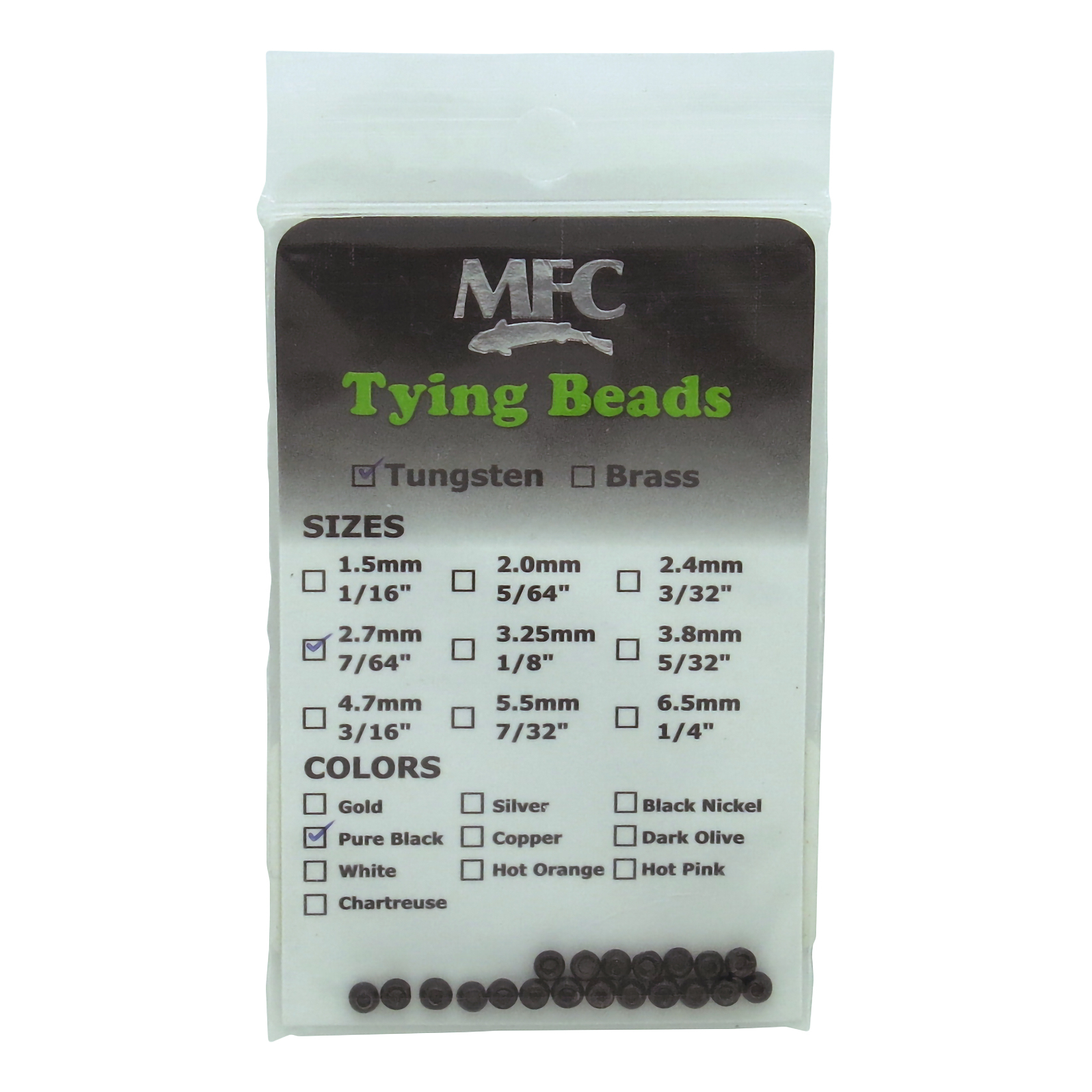 Image of Montana Fly Company Tungsten Beads 20-Pack - 7/64'' - Black