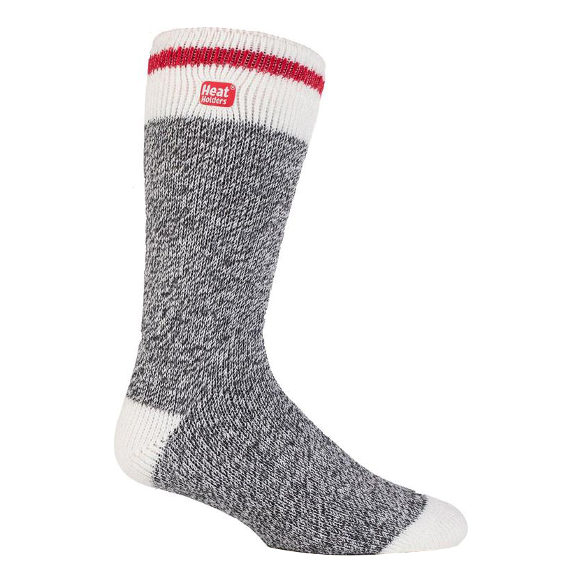 Image of Heat Holders Jeffrey Cream Block Twist Crew Socks for Men - Charcoal