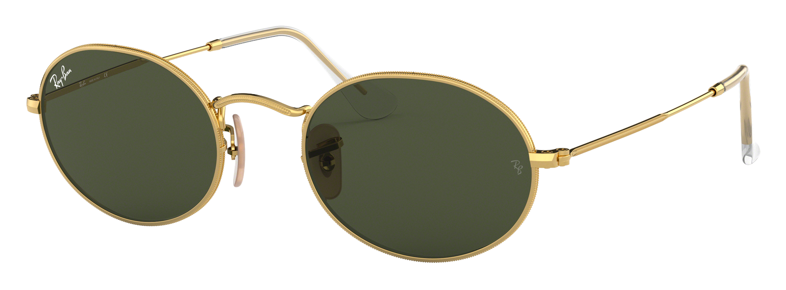 Ray-Ban Oval RB3547 Glass Sunglasses - Polished Gold/Green Classic G-15 - Large