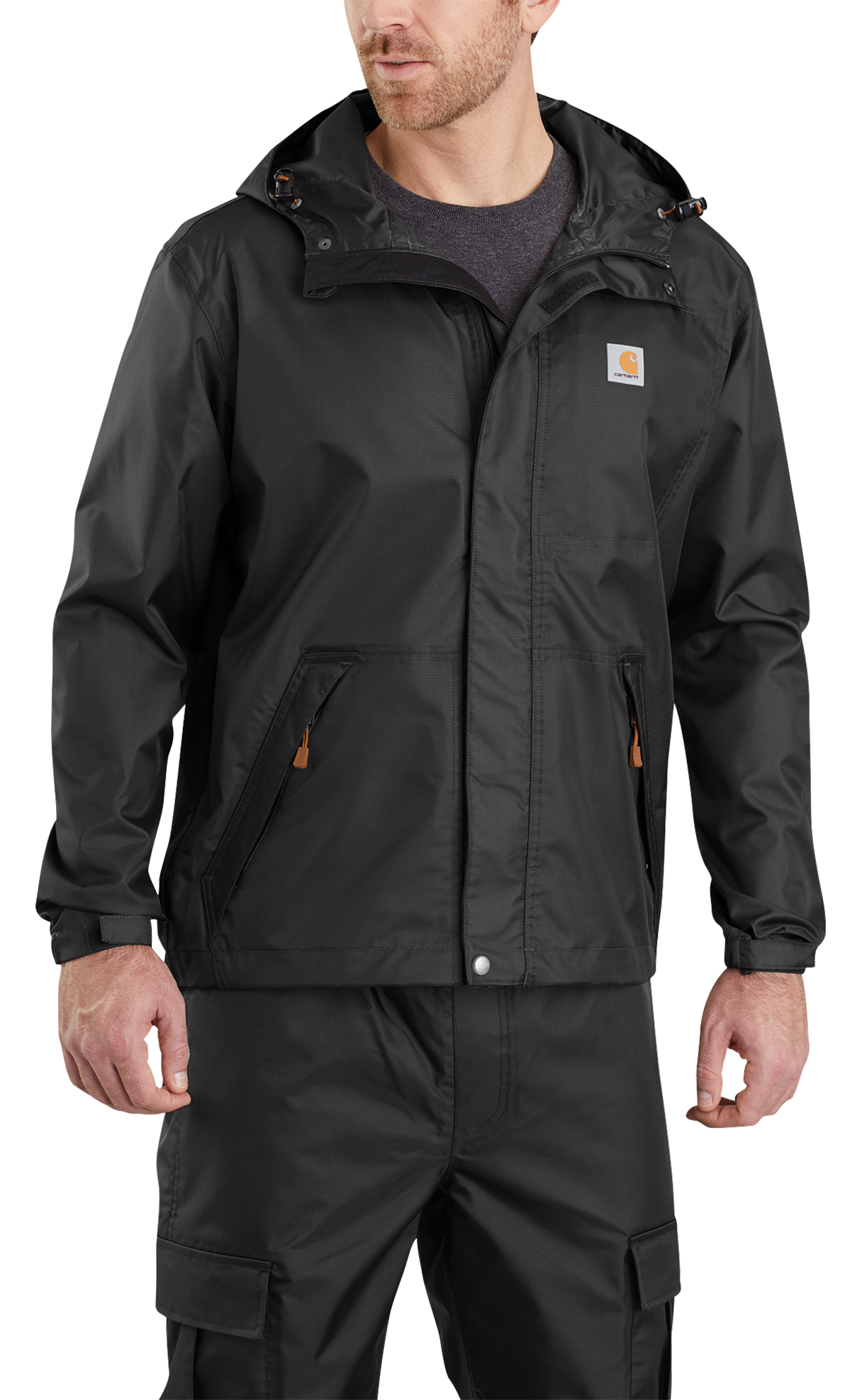 Image of Carhartt Dry Harbor Waterproof Breathable Jacket for Men - Black - LT